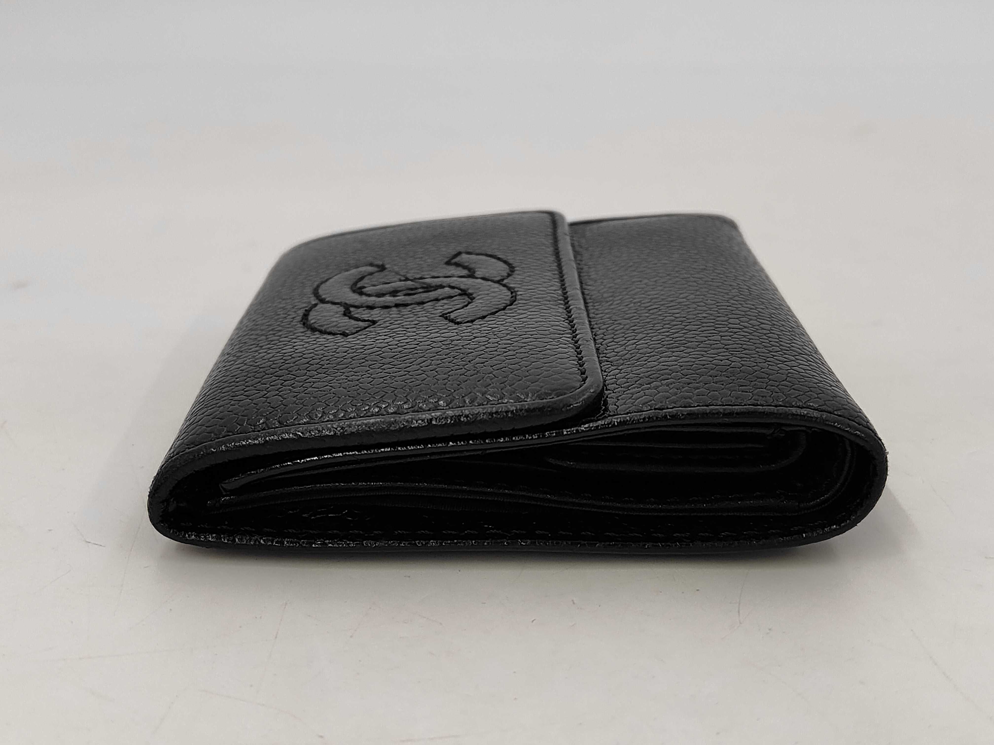 Coco Mark Black Caviar Leather Tri-fold Wallet with Seal, Serial Number 6 — view 5