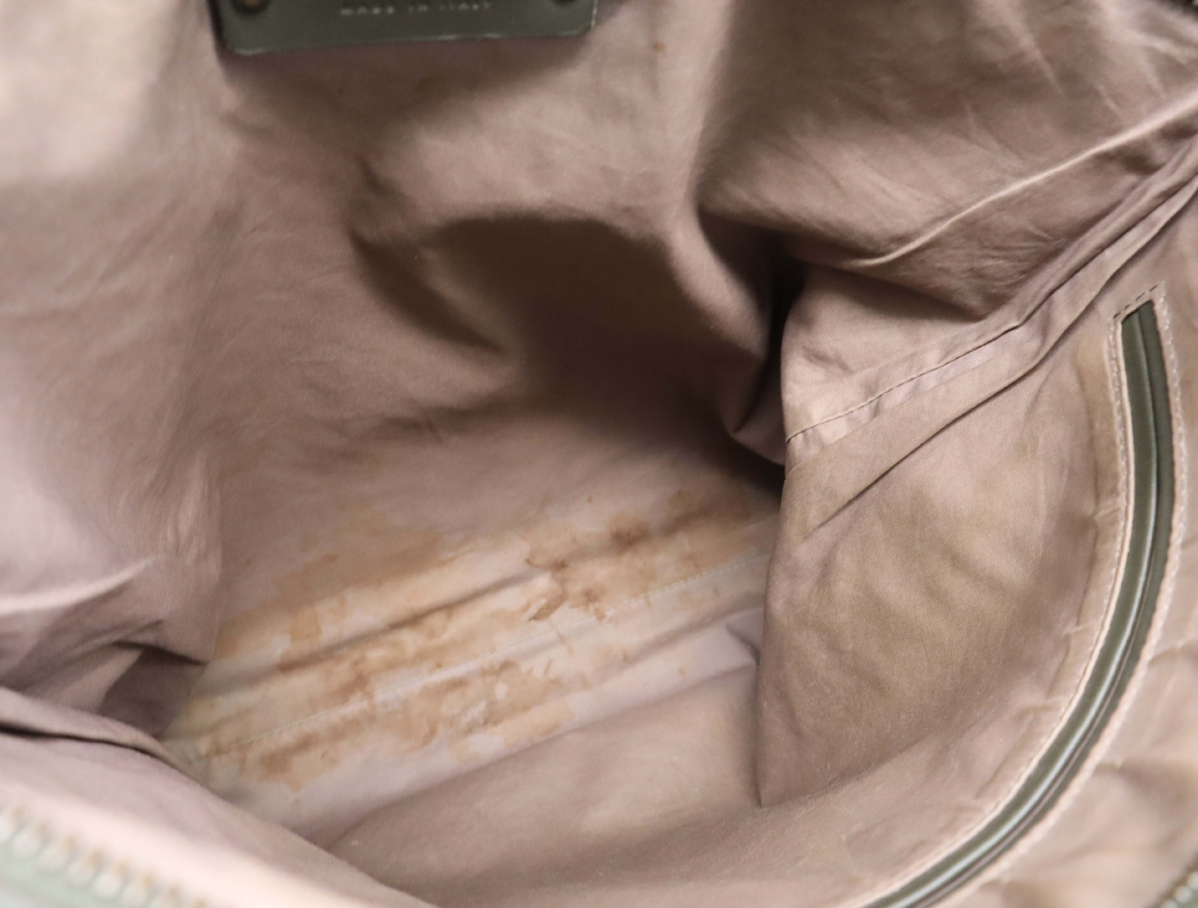 Leather Intrecciato Shoulder Bag, Khaki, with Shoulder Strap — view 11