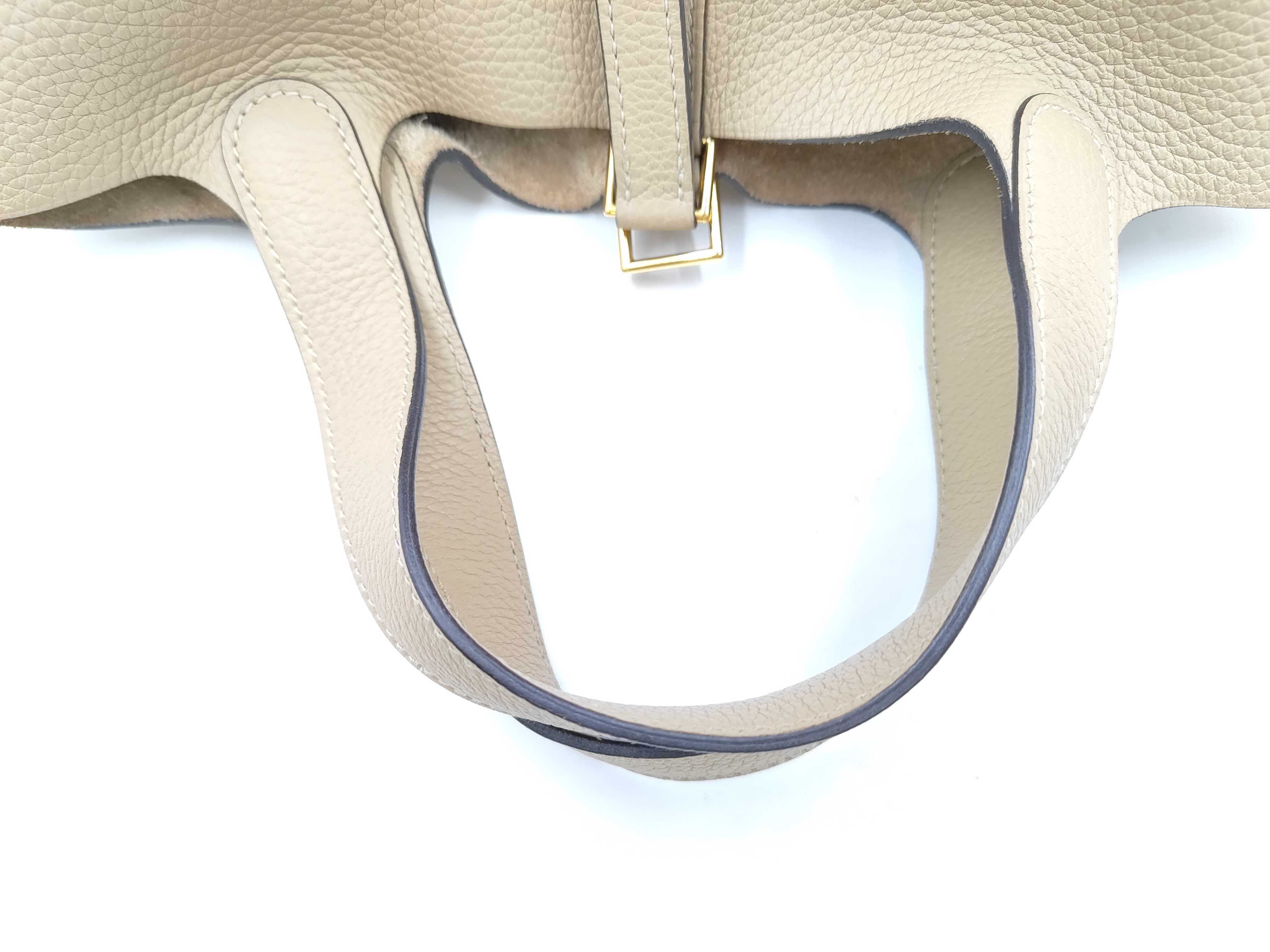 Picotin Lock PM (U stamp) Taurillon Clemence leather, Poussière leather, gold hardware handbag — view 12