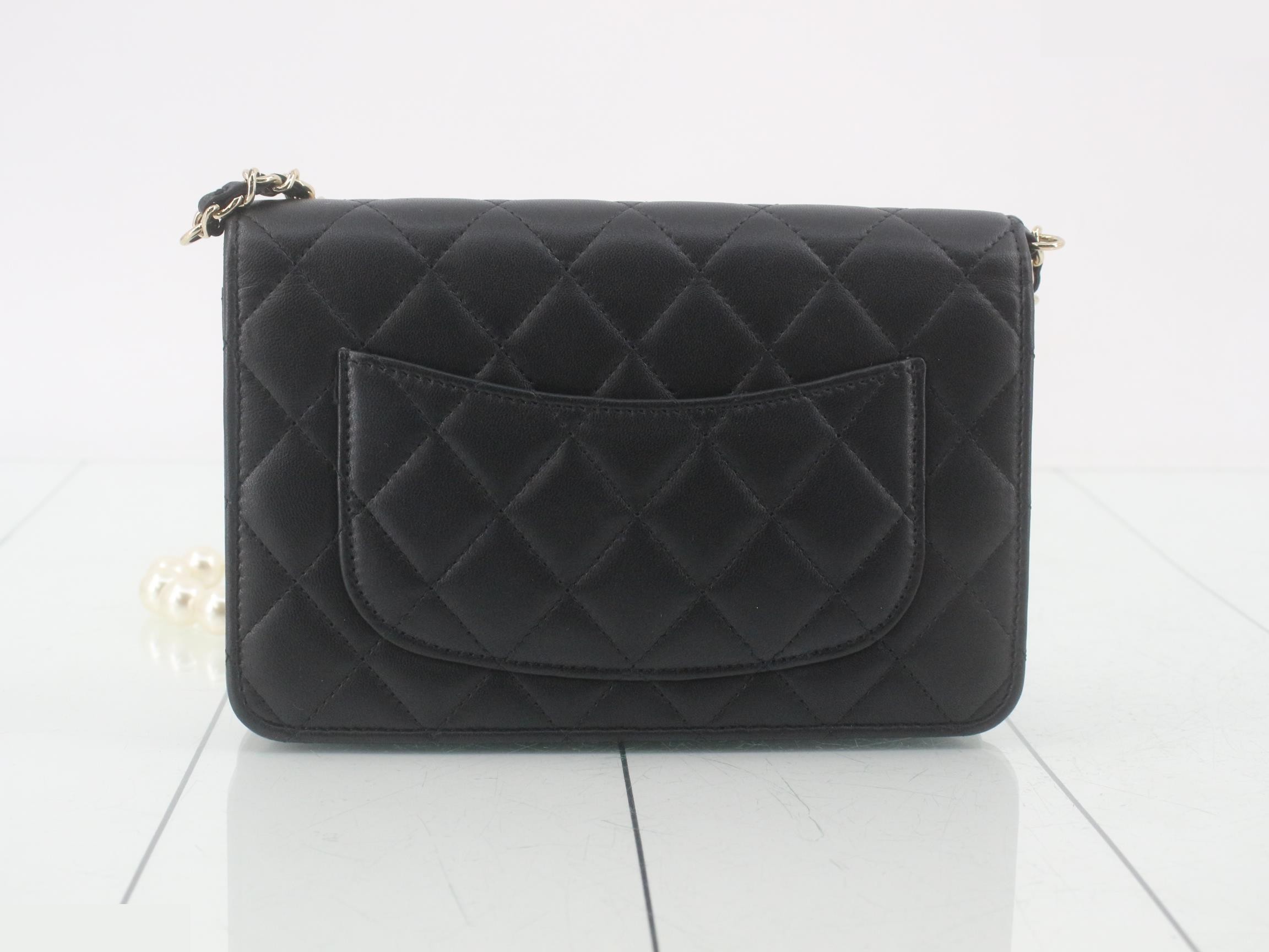 Pearl Matelassé Lambskin Chain Wallet — view 2