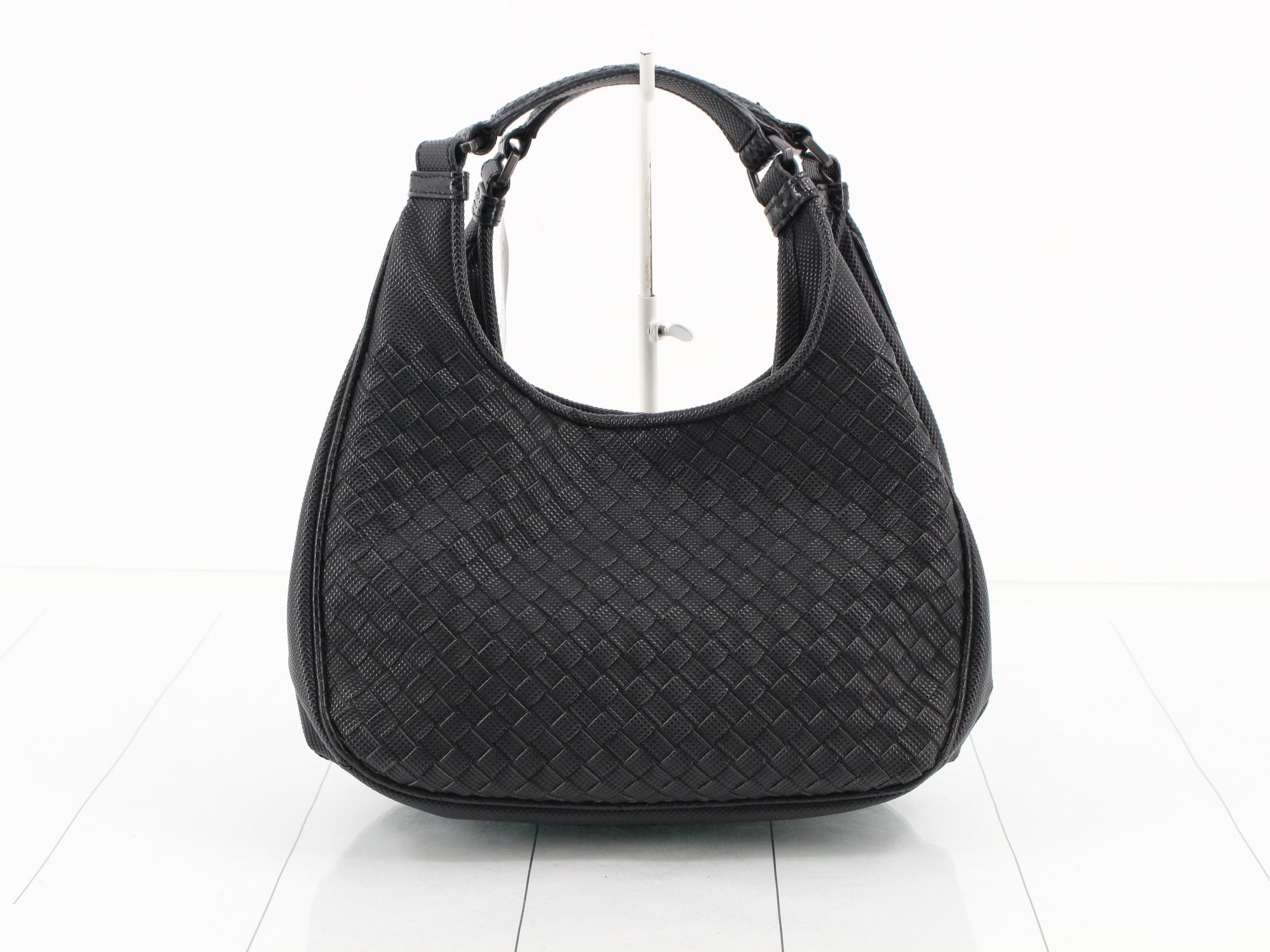 Intrecciato Leather Handbag, Black — view 2