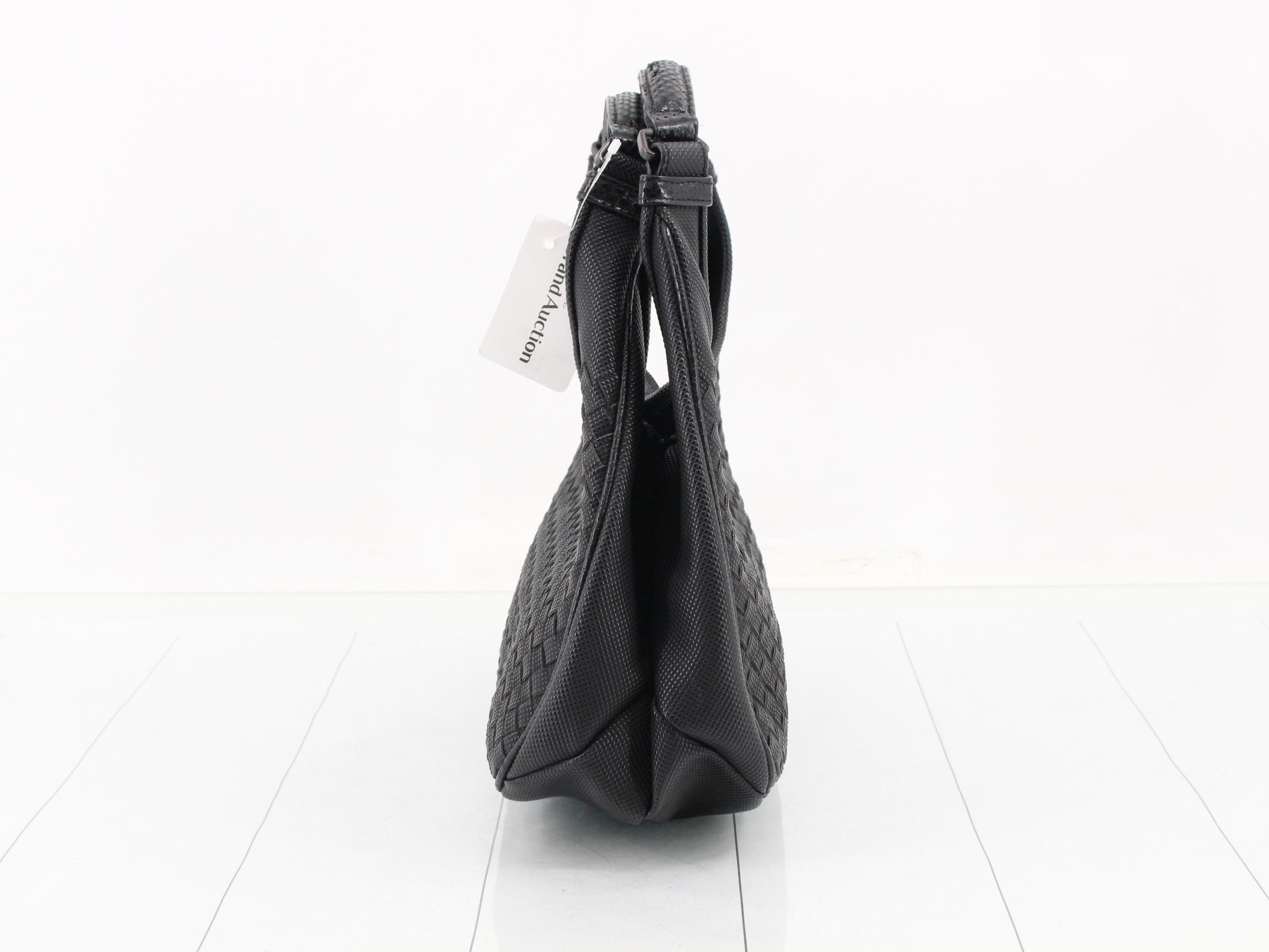 Intrecciato Leather Handbag, Black — view 3