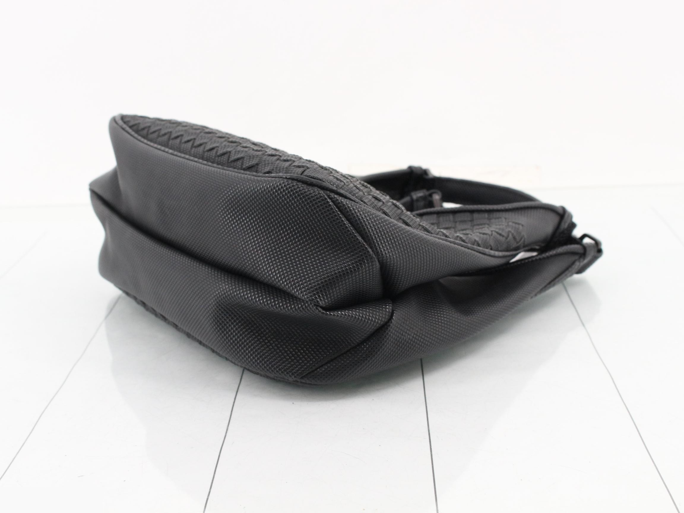 Intrecciato Leather Handbag, Black — view 6