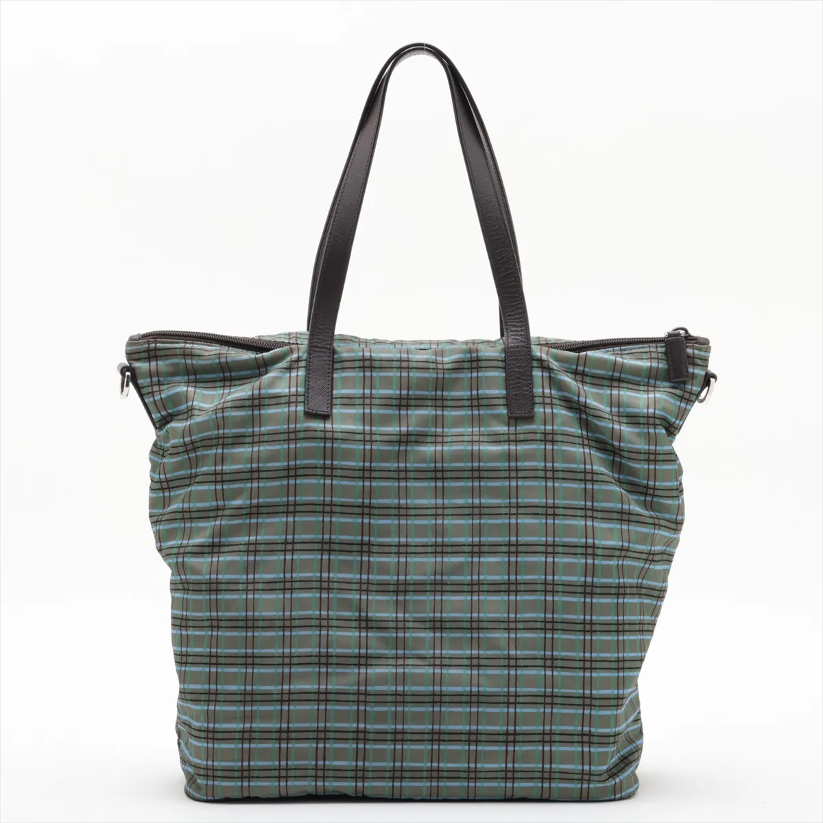 Nylon x Leather 2-Way Handbag, Green — view 2