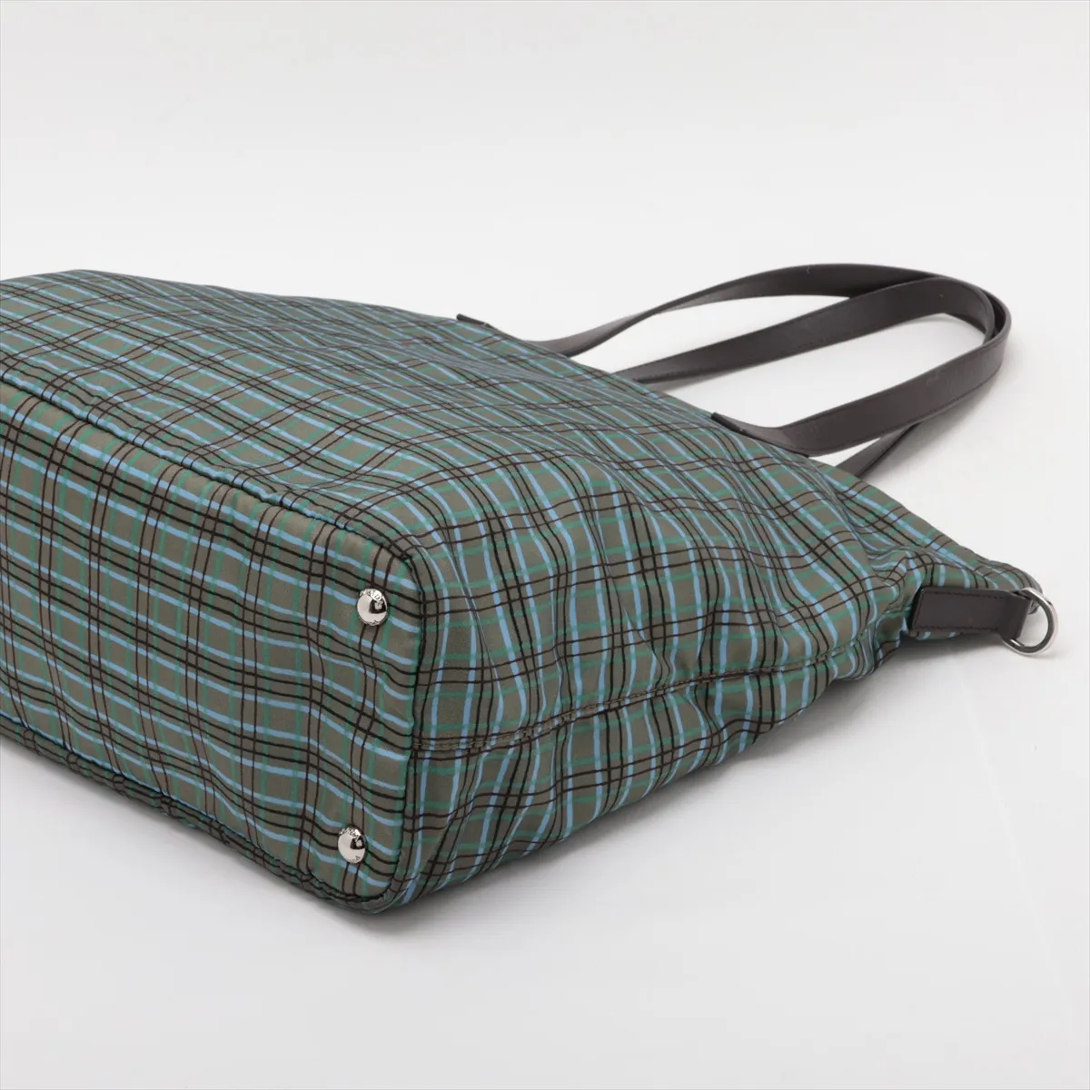 Nylon x Leather 2-Way Handbag, Green — view 3