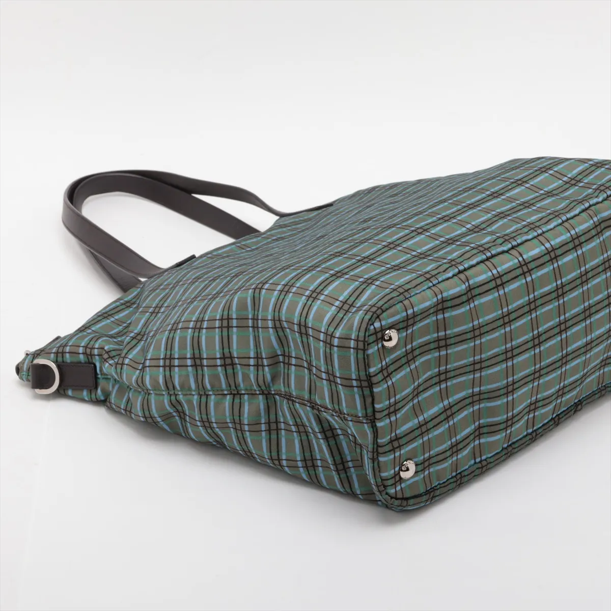 Nylon x Leather 2-Way Handbag, Green — view 4