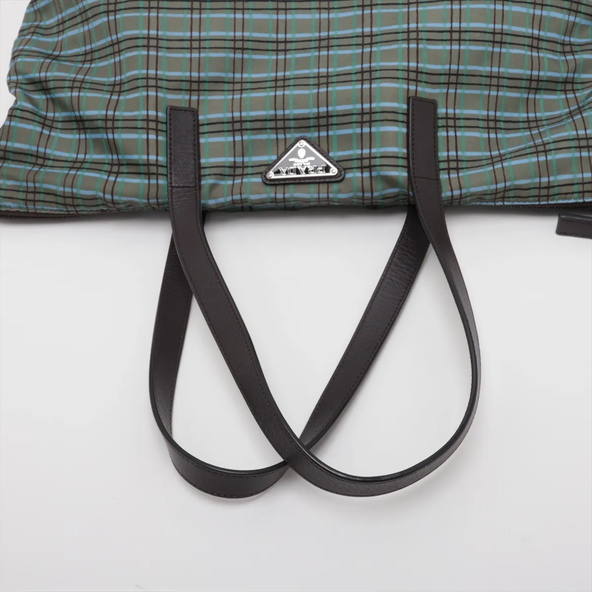 Nylon x Leather 2-Way Handbag, Green — view 5
