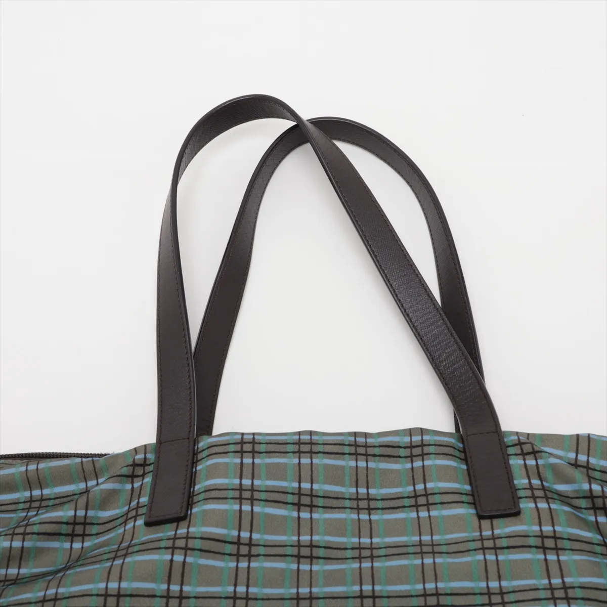 Nylon x Leather 2-Way Handbag, Green — view 6