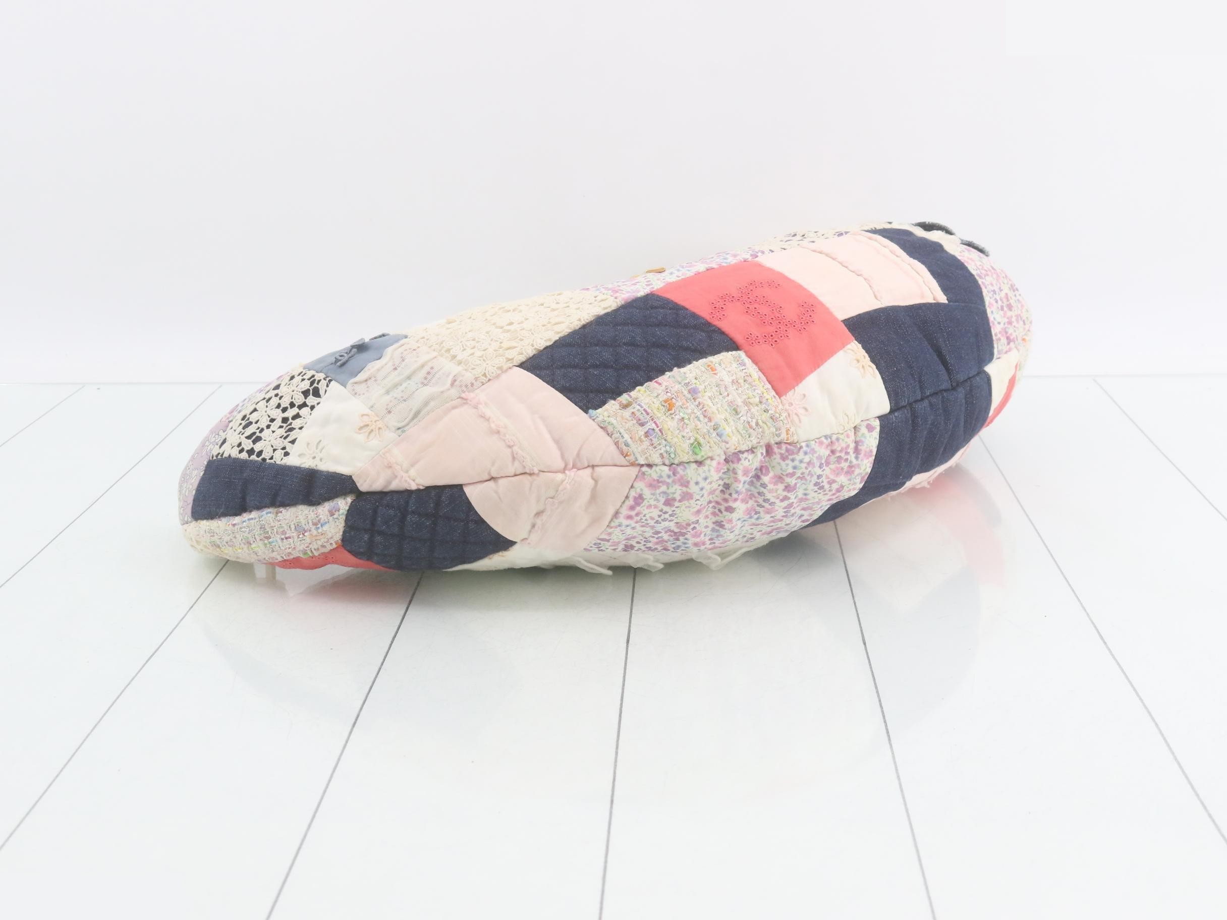 Patchwork Chain Shoulder Bag, Cotton, Multi-color, with Sticker — view 5
