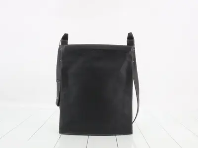 Shoulder bag, black, leather