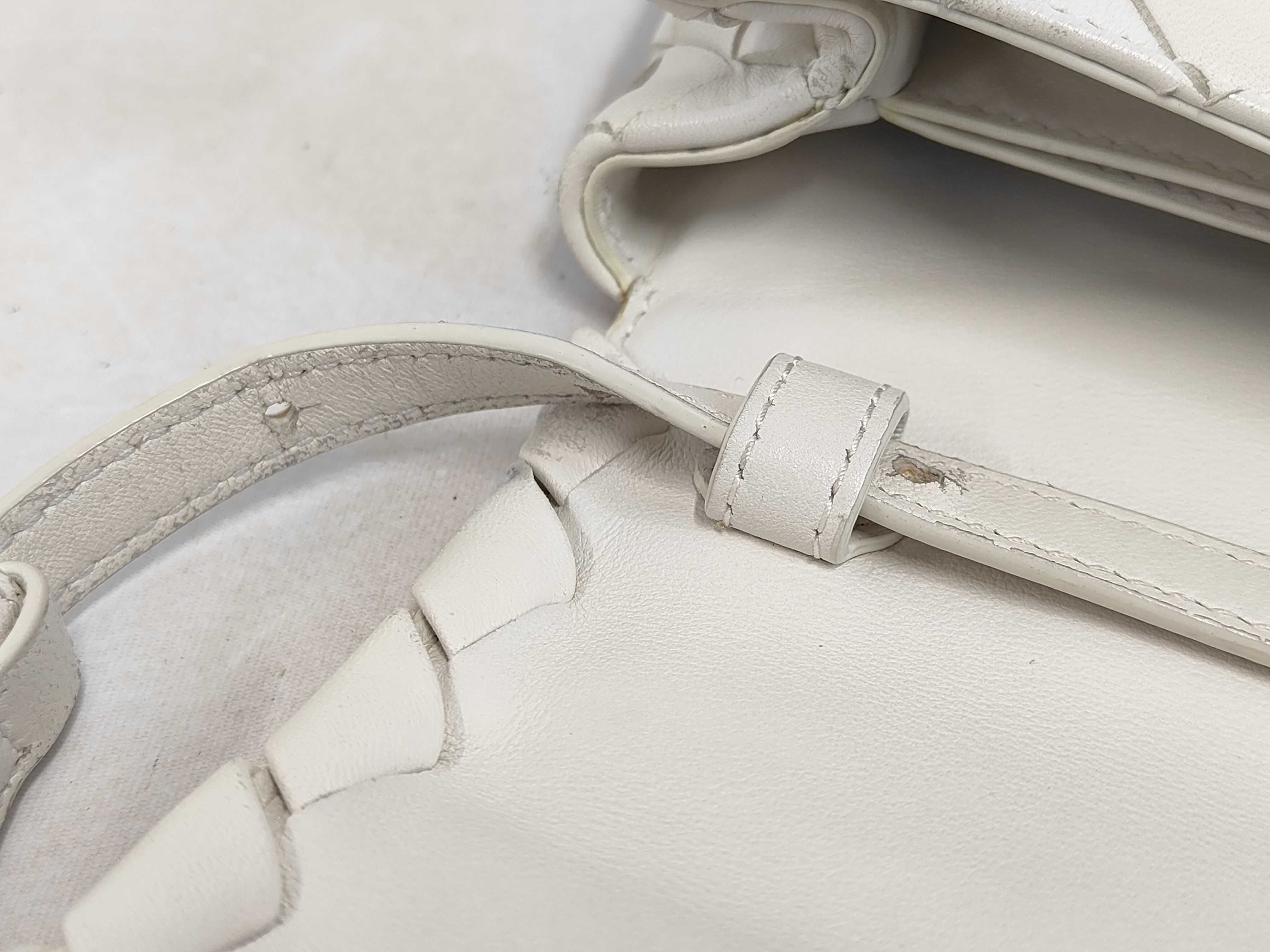 Intrecciato Shoulder Bag (White) — view 6