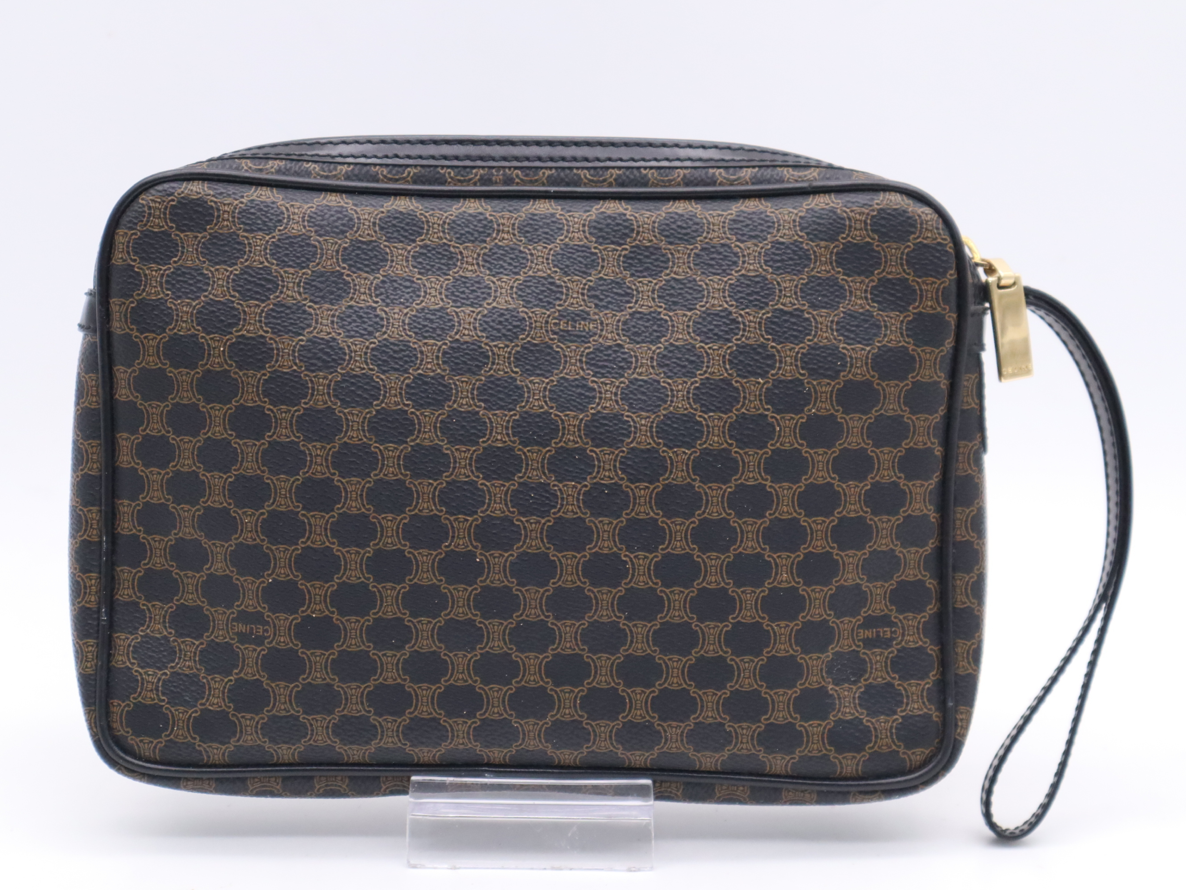 PVC x Leather Macadam Pattern Clutch Bag, Brown, Gold Hardware Clutch Bag — view 2