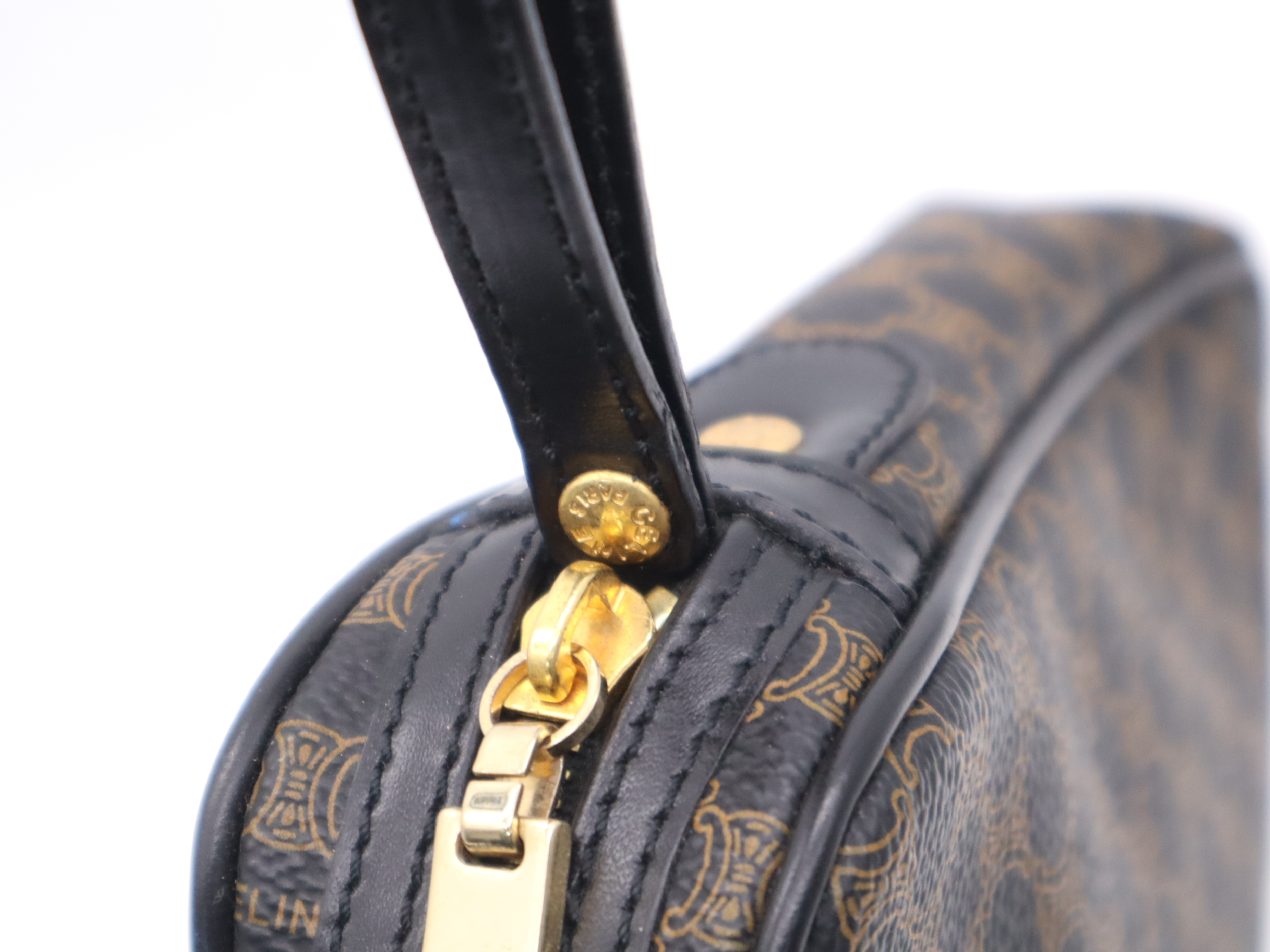 PVC x Leather Macadam Pattern Clutch Bag, Brown, Gold Hardware Clutch Bag — view 7