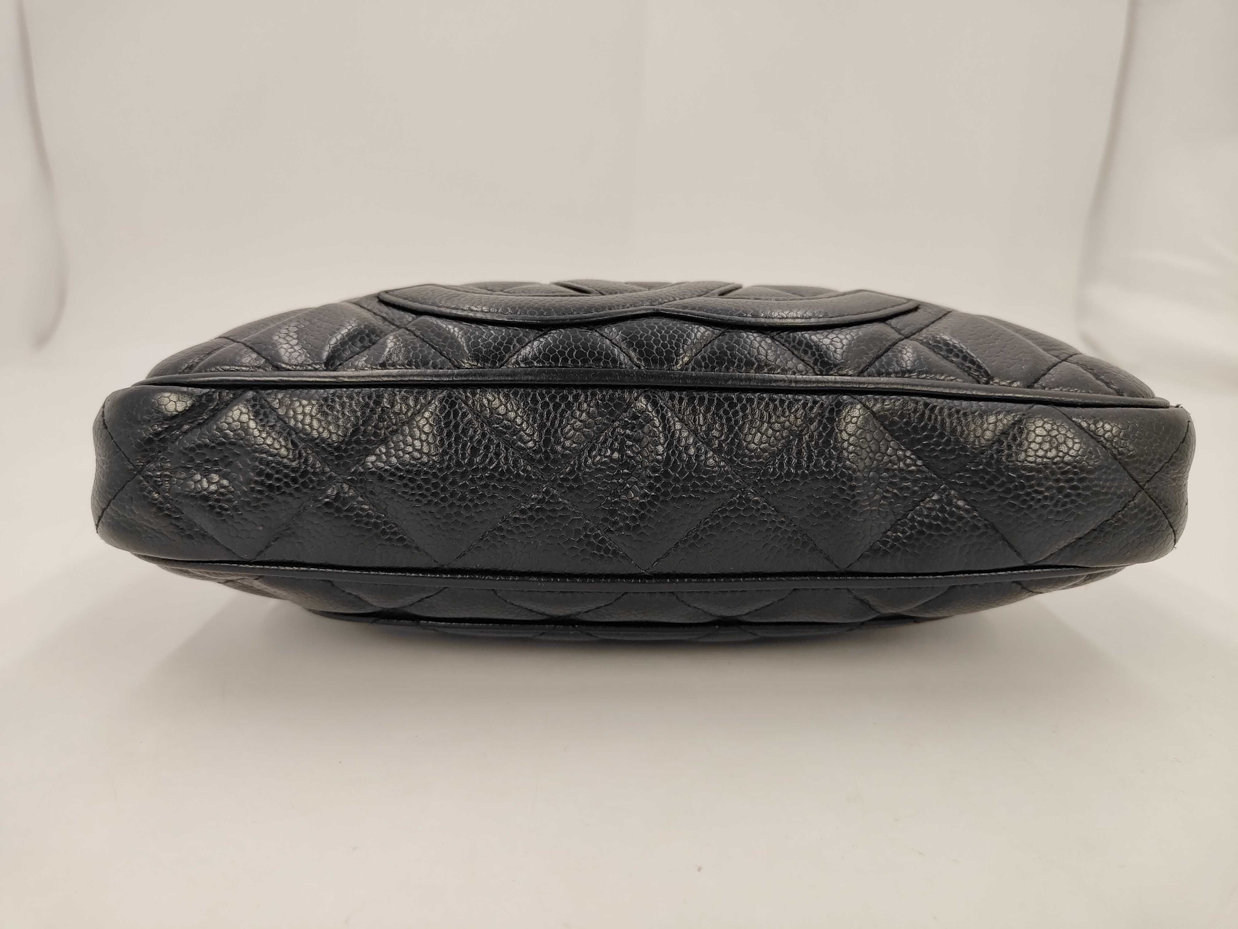 Matelassé Caviar Skin Shoulder Bag, Black — view 3