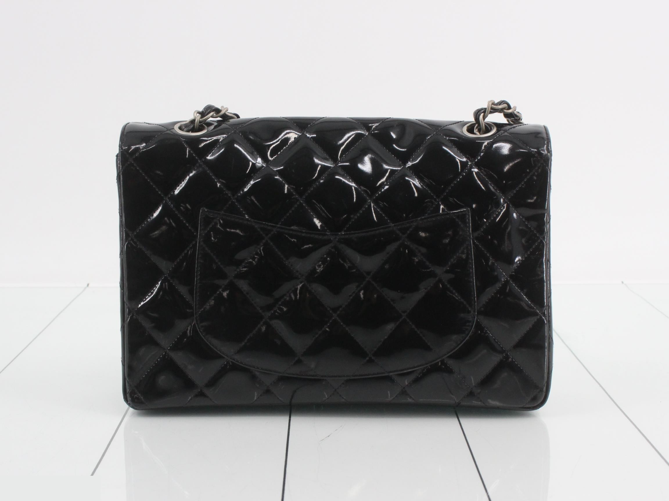 Patent leather matelassé chain shoulder bag — view 2
