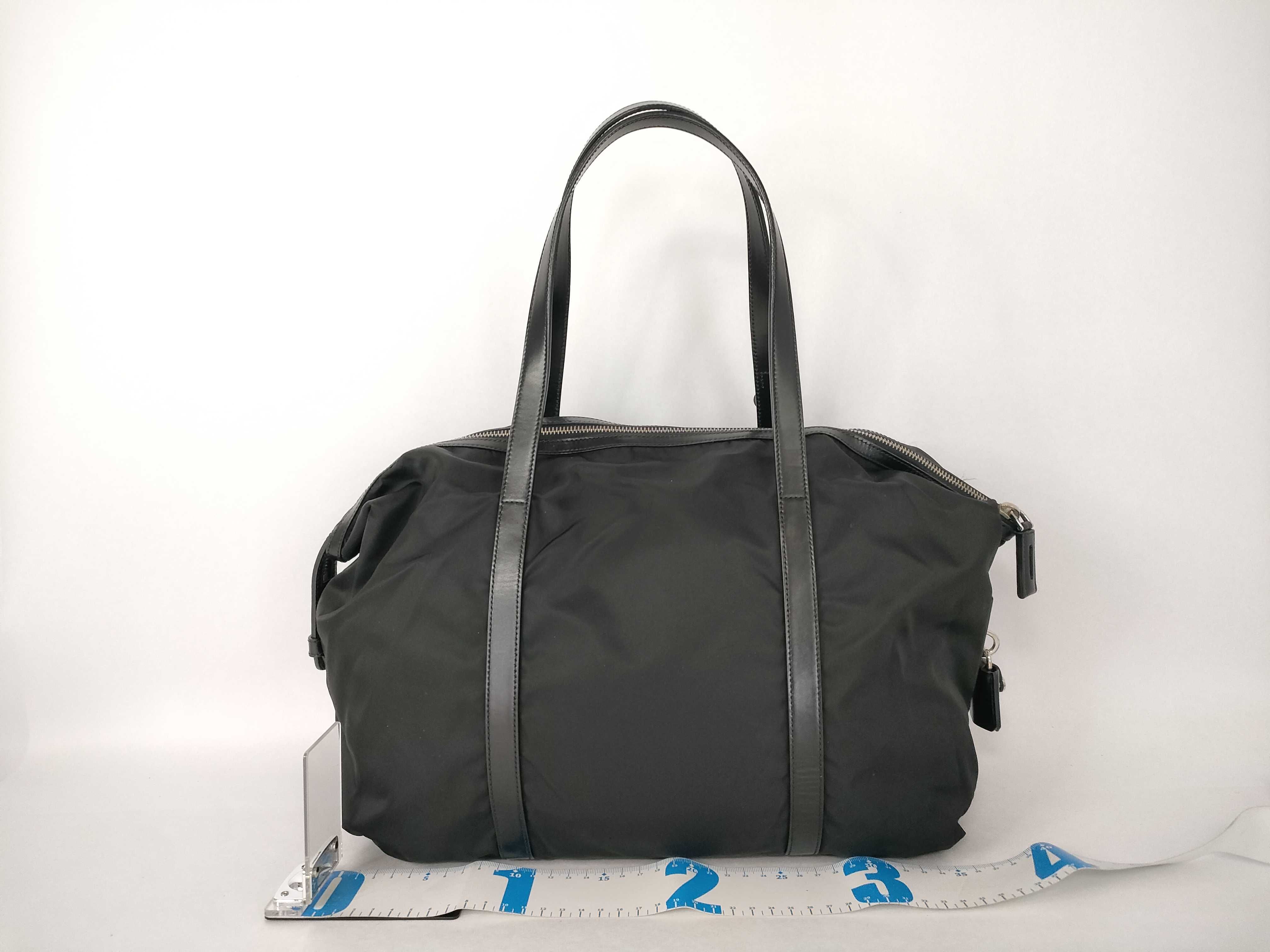 Nylon Prada Tote Bag Mini Boston Tesuto Nylon Triangle Logo Handbag — view 2