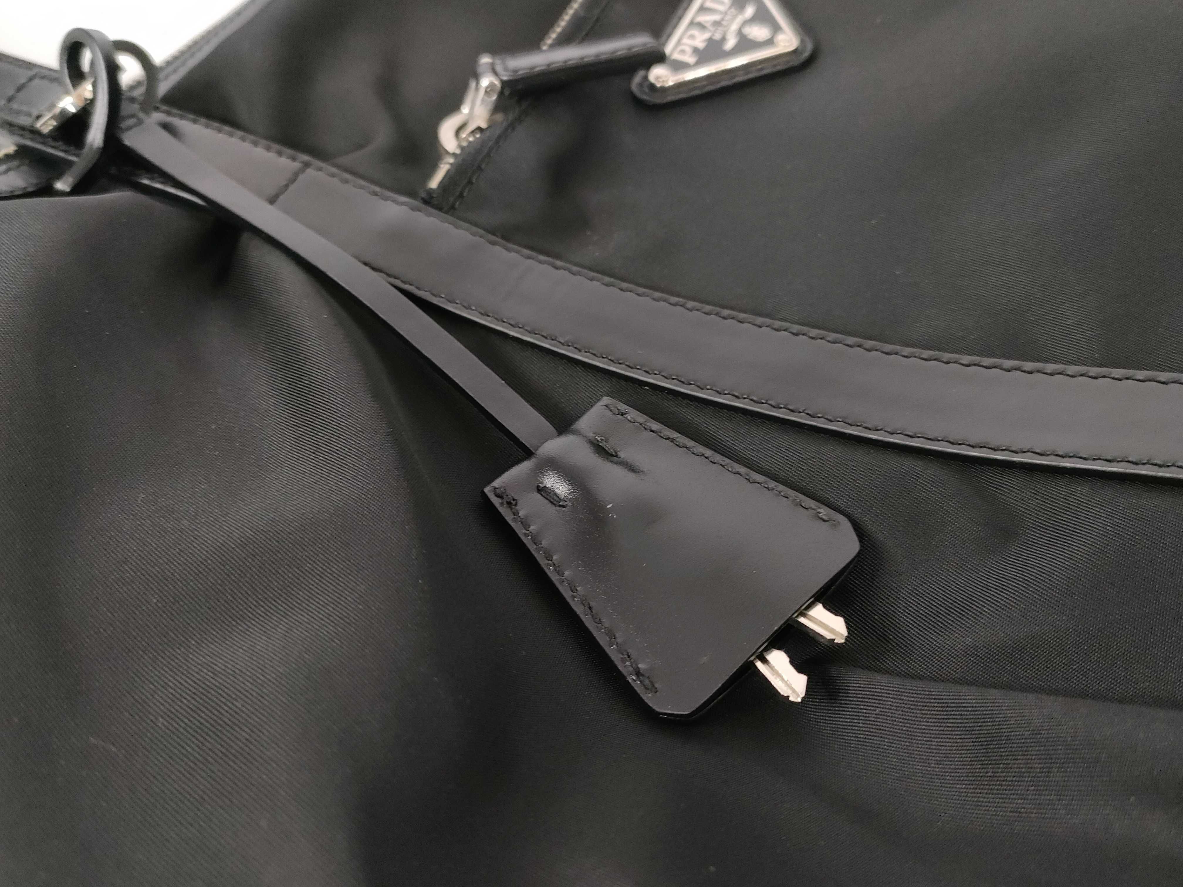 Nylon Prada Tote Bag Mini Boston Tesuto Nylon Triangle Logo Handbag — view 15