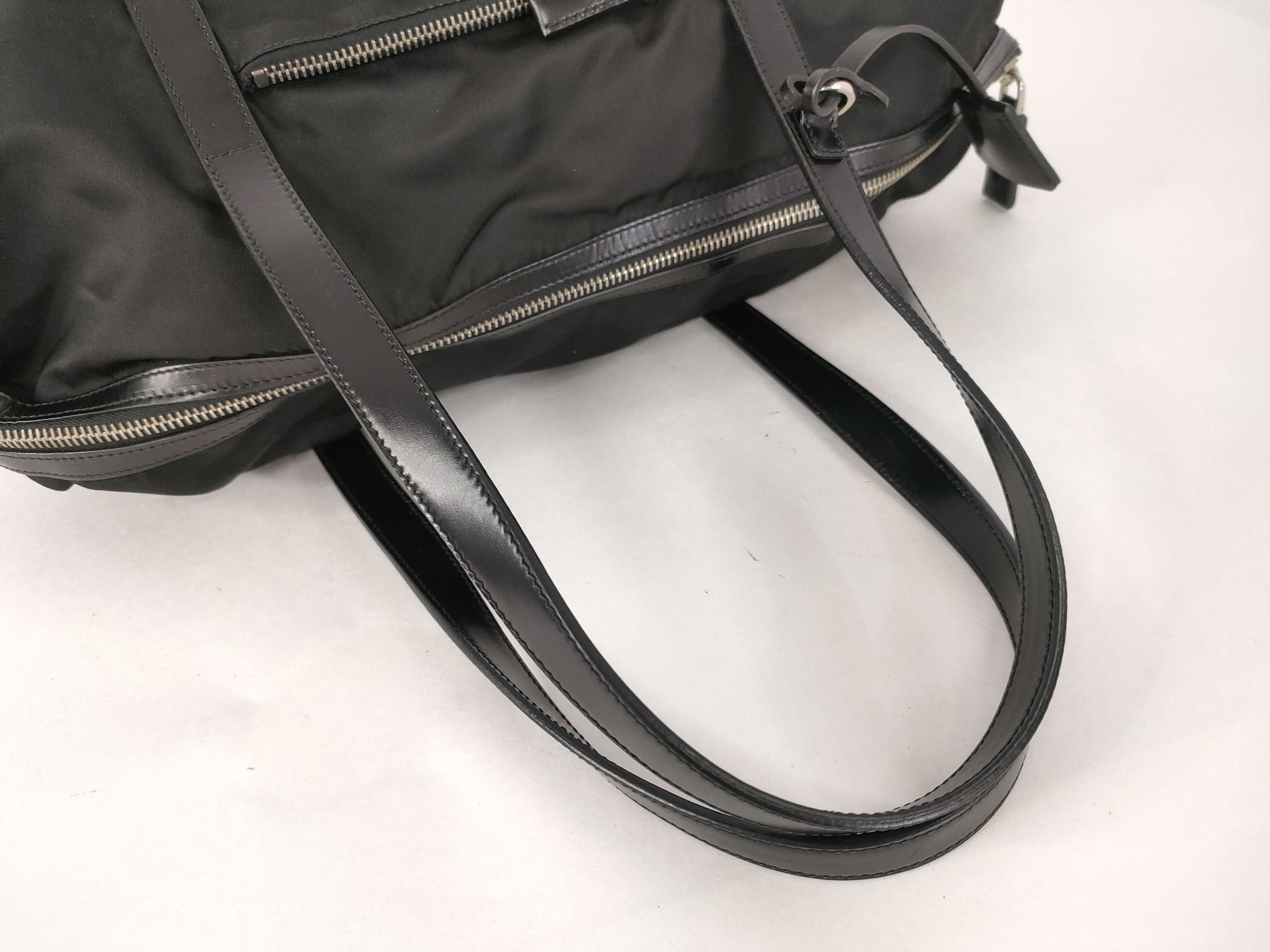 Nylon Prada Tote Bag Mini Boston Tesuto Nylon Triangle Logo Handbag — view 3