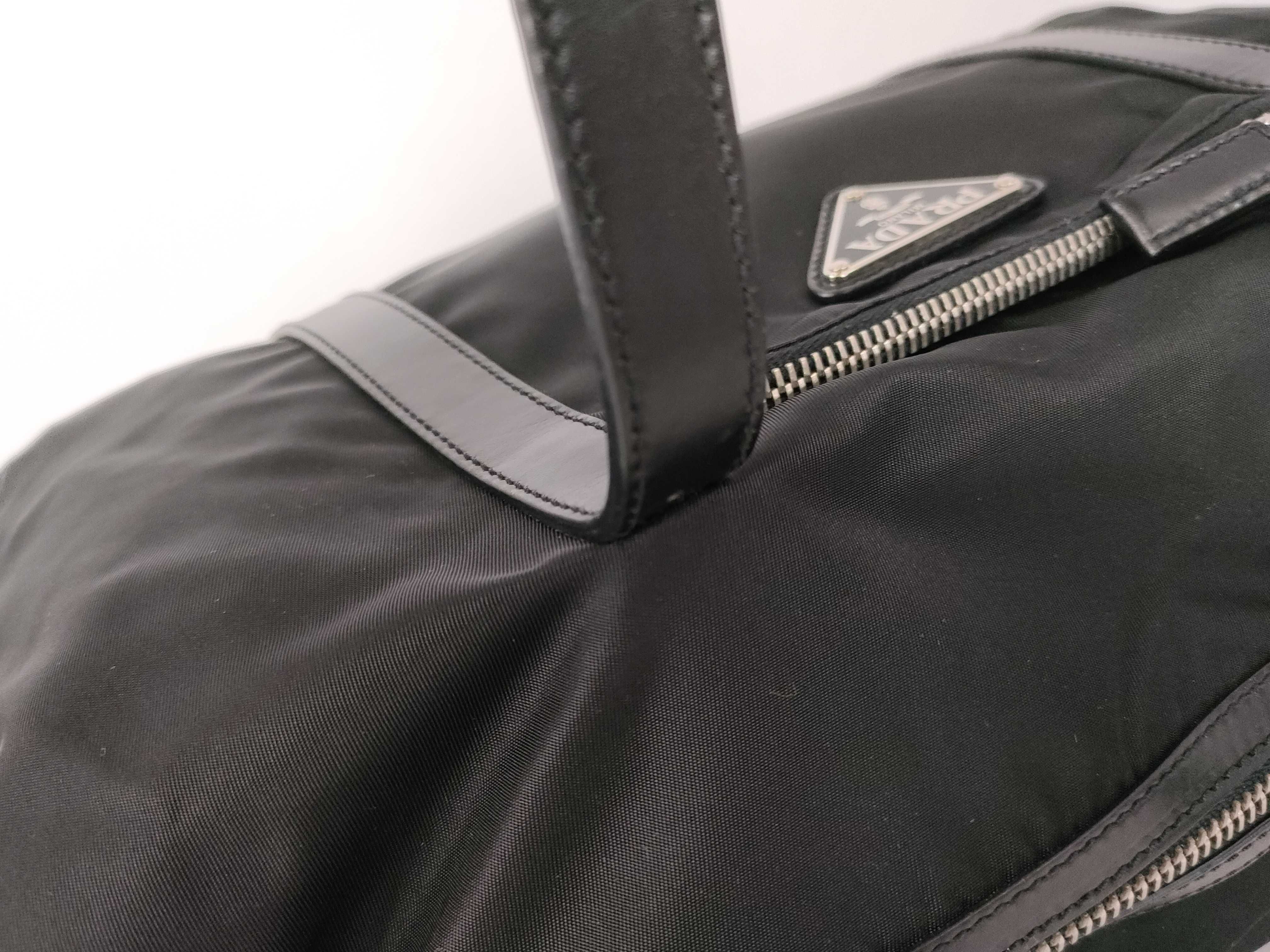Nylon Prada Tote Bag Mini Boston Tesuto Nylon Triangle Logo Handbag — view 5
