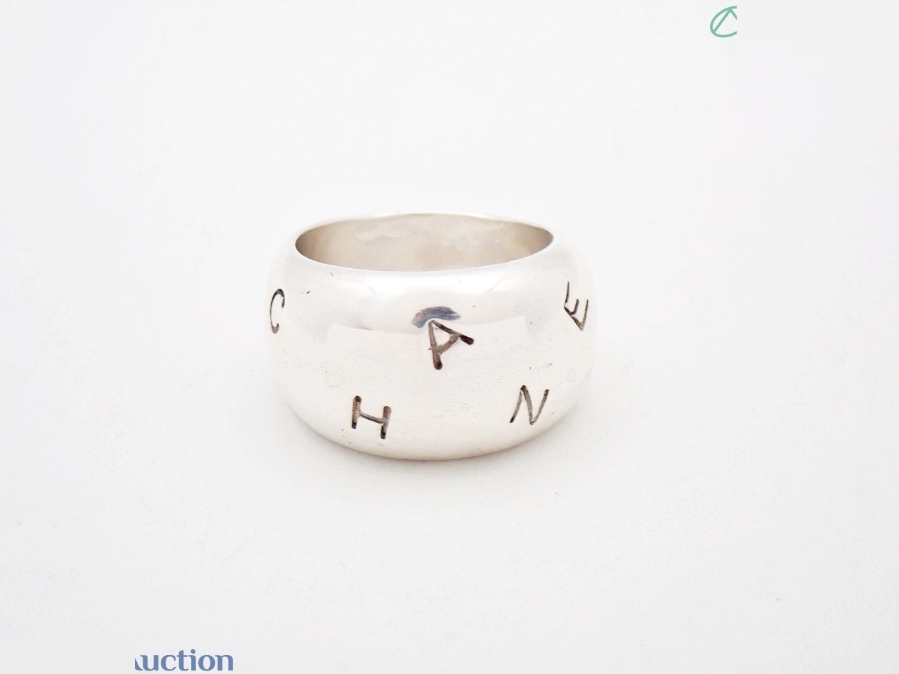 Logo Wide Ring, 925 Sterling Silver, Size #12.5, 16.0g