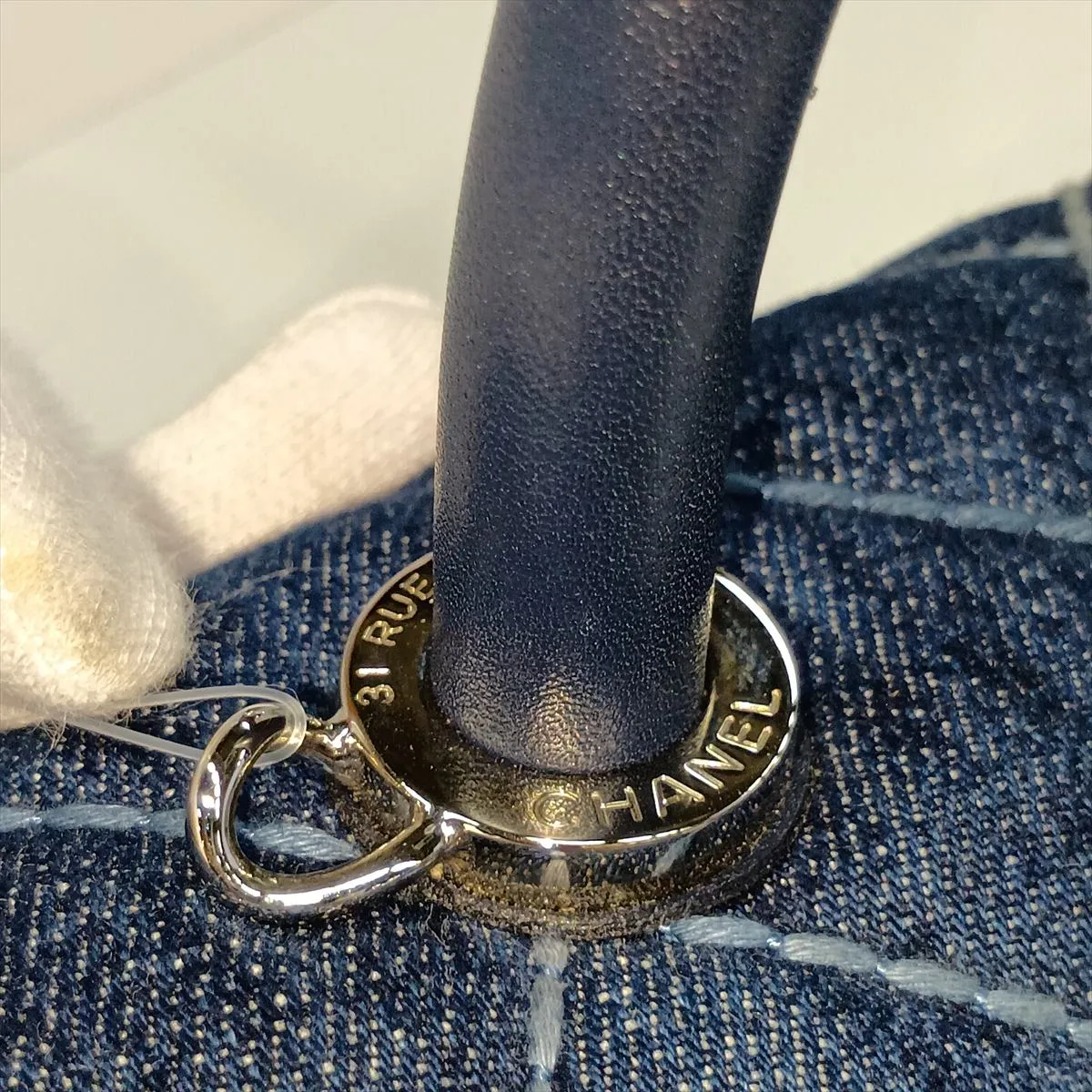 Coco Handle 24 XS Denim 2-Way Handbag, Blue with Silver Hardware, 27535048, Serial Number 27, A92990 — view 15