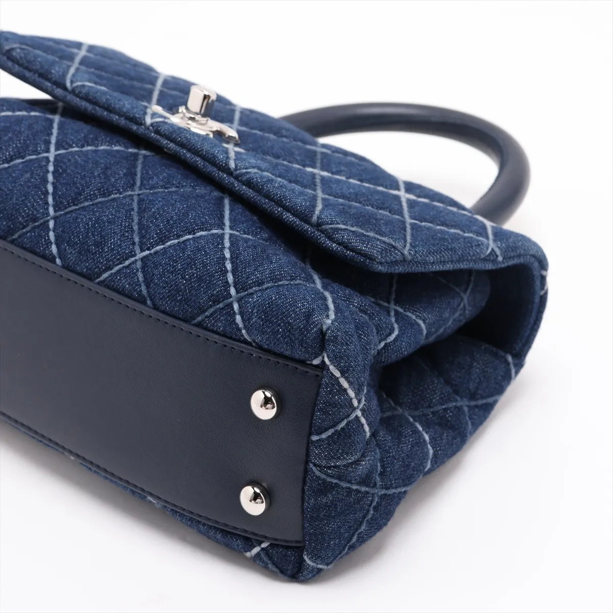 Coco Handle 24 XS Denim 2-Way Handbag, Blue with Silver Hardware, 27535048, Serial Number 27, A92990 — view 3
