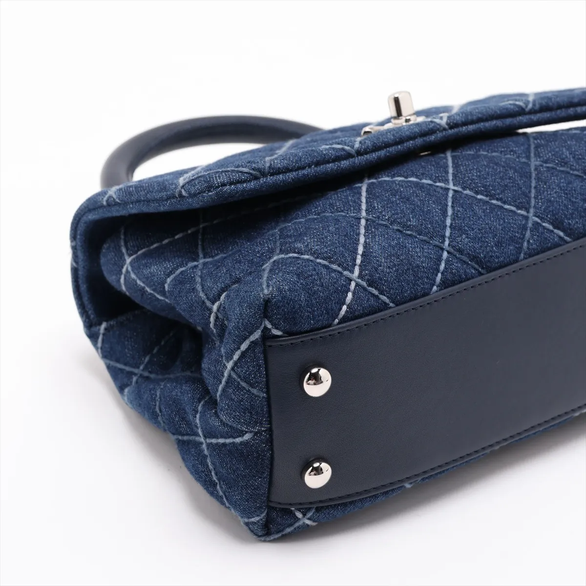 Coco Handle 24 XS Denim 2-Way Handbag, Blue with Silver Hardware, 27535048, Serial Number 27, A92990 — view 4