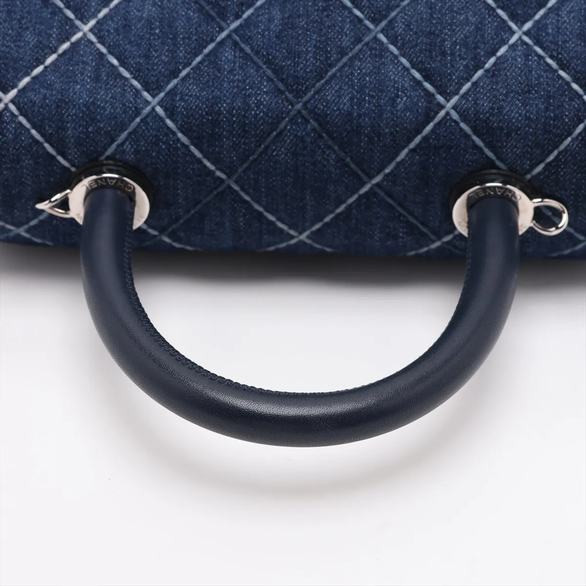 Coco Handle 24 XS Denim 2-Way Handbag, Blue with Silver Hardware, 27535048, Serial Number 27, A92990 — view 5