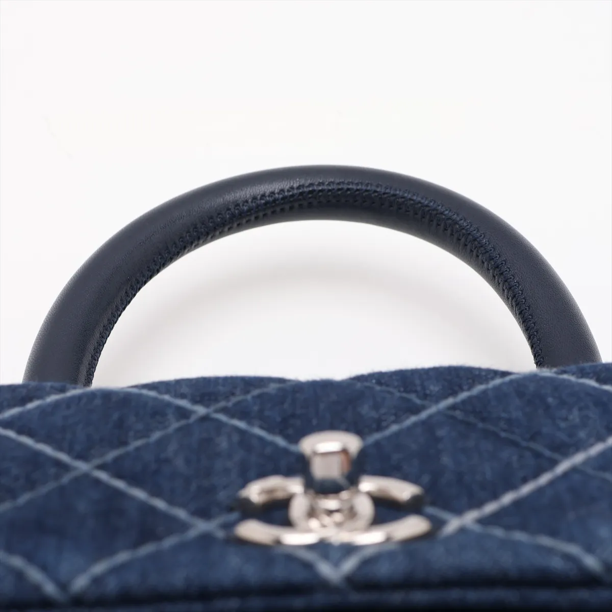 Coco Handle 24 XS Denim 2-Way Handbag, Blue with Silver Hardware, 27535048, Serial Number 27, A92990 — view 6
