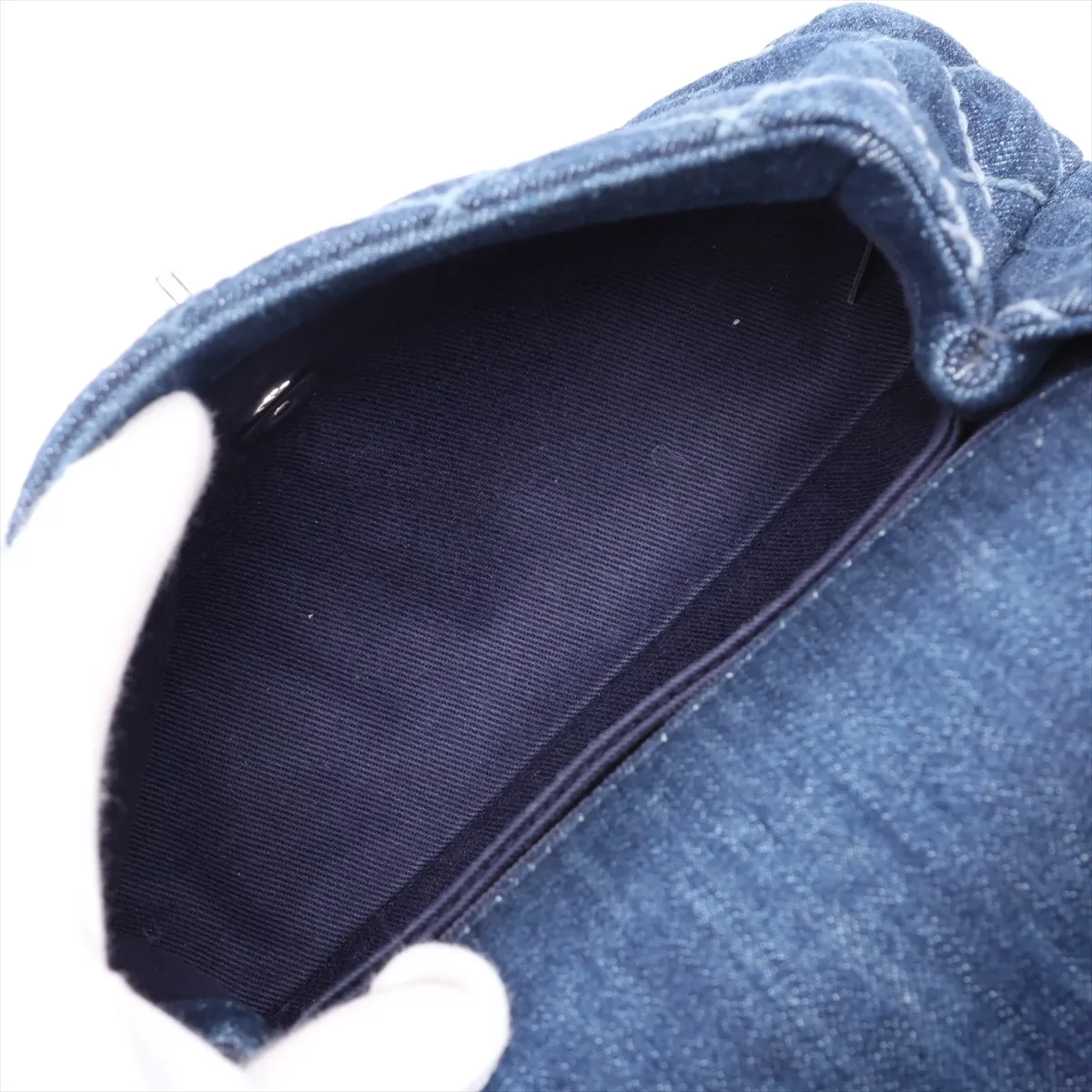 Coco Handle 24 XS Denim 2-Way Handbag, Blue with Silver Hardware, 27535048, Serial Number 27, A92990 — view 8