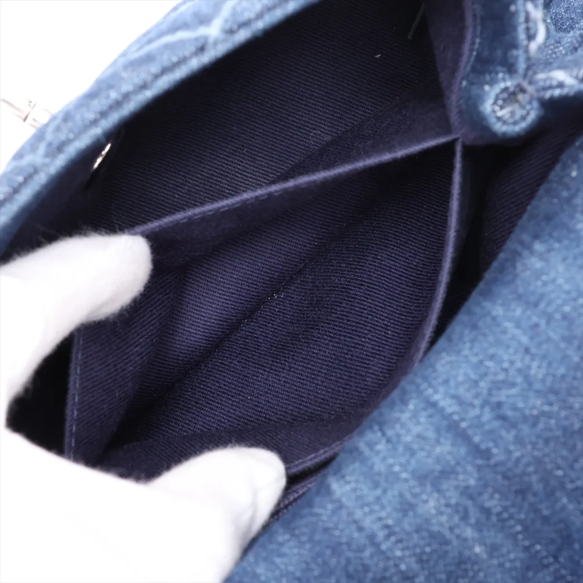 Coco Handle 24 XS Denim 2-Way Handbag, Blue with Silver Hardware, 27535048, Serial Number 27, A92990 — view 9