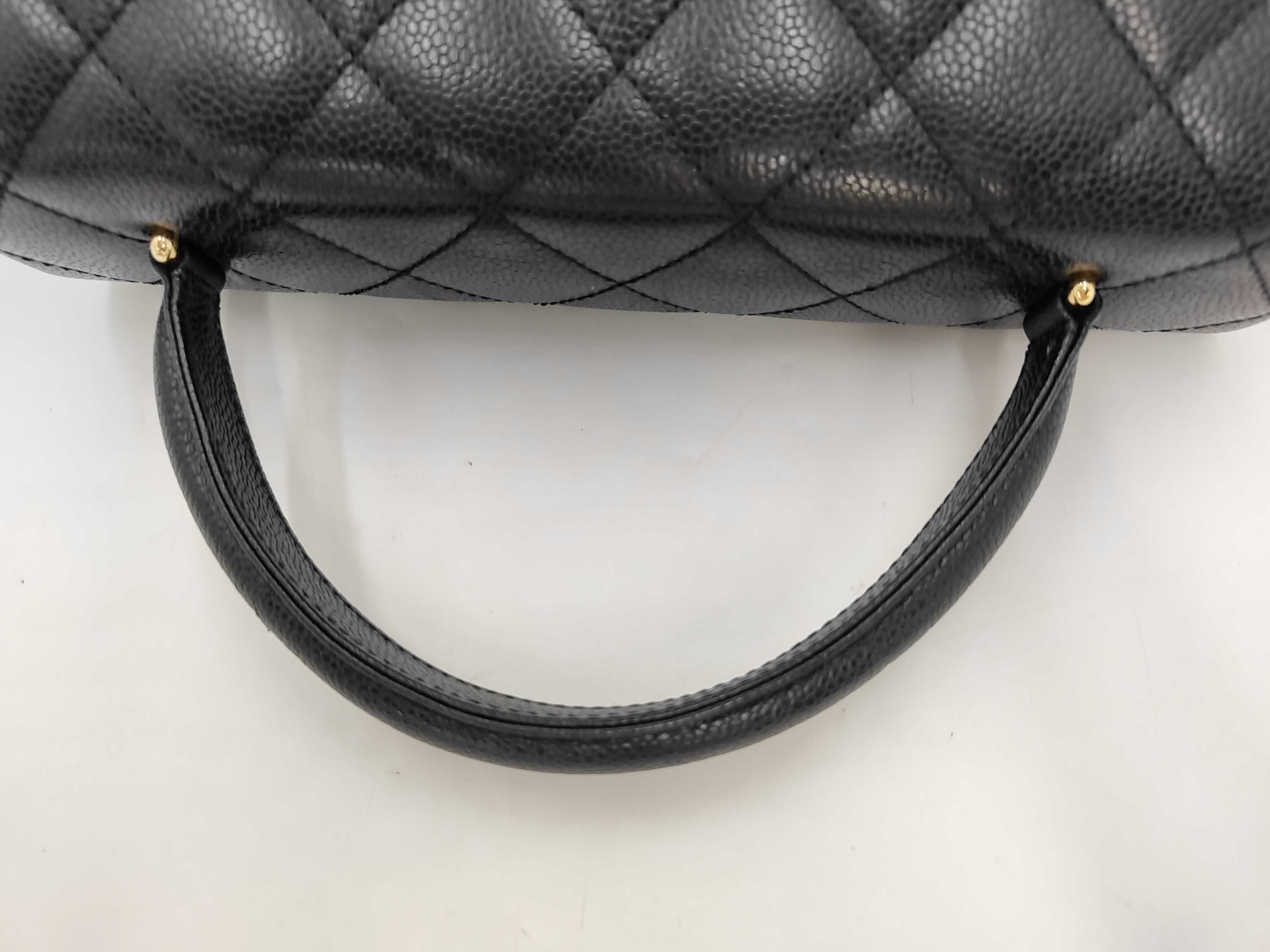 Matelassé Caviar Leather Top Handle Handbag, Black, with Authenticity Card and Seal. — view 5