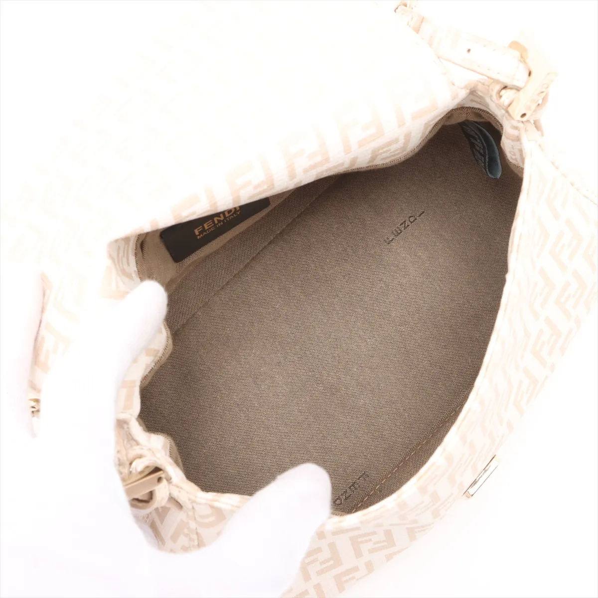 Zucchino Mamma Bucket PVC x Leather Shoulder Bag White 8BR180 — view 7