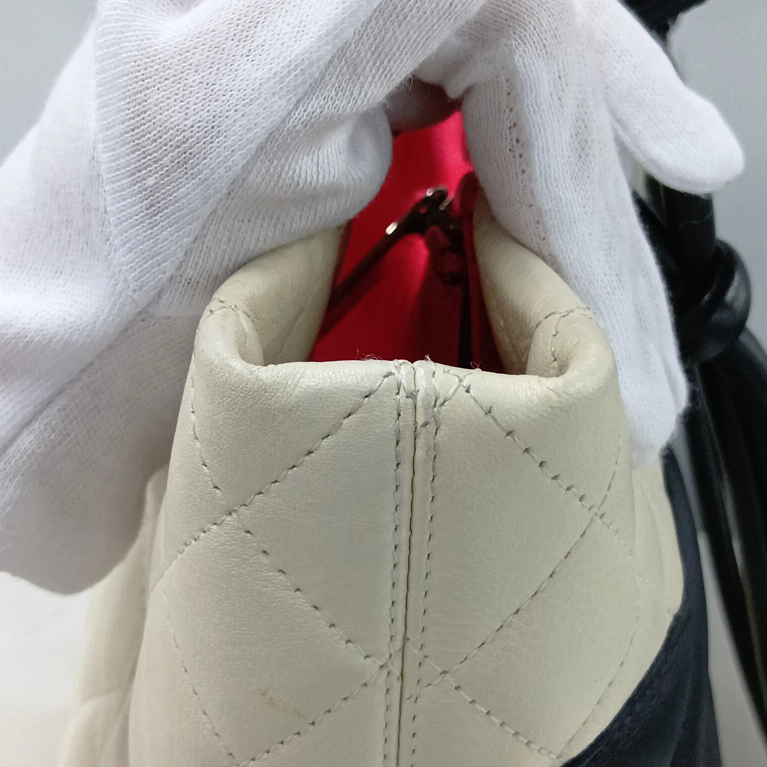 Cambon Line Lambskin Tote Bag, White, Silver Hardware, 9644948, Series 9 — view 14