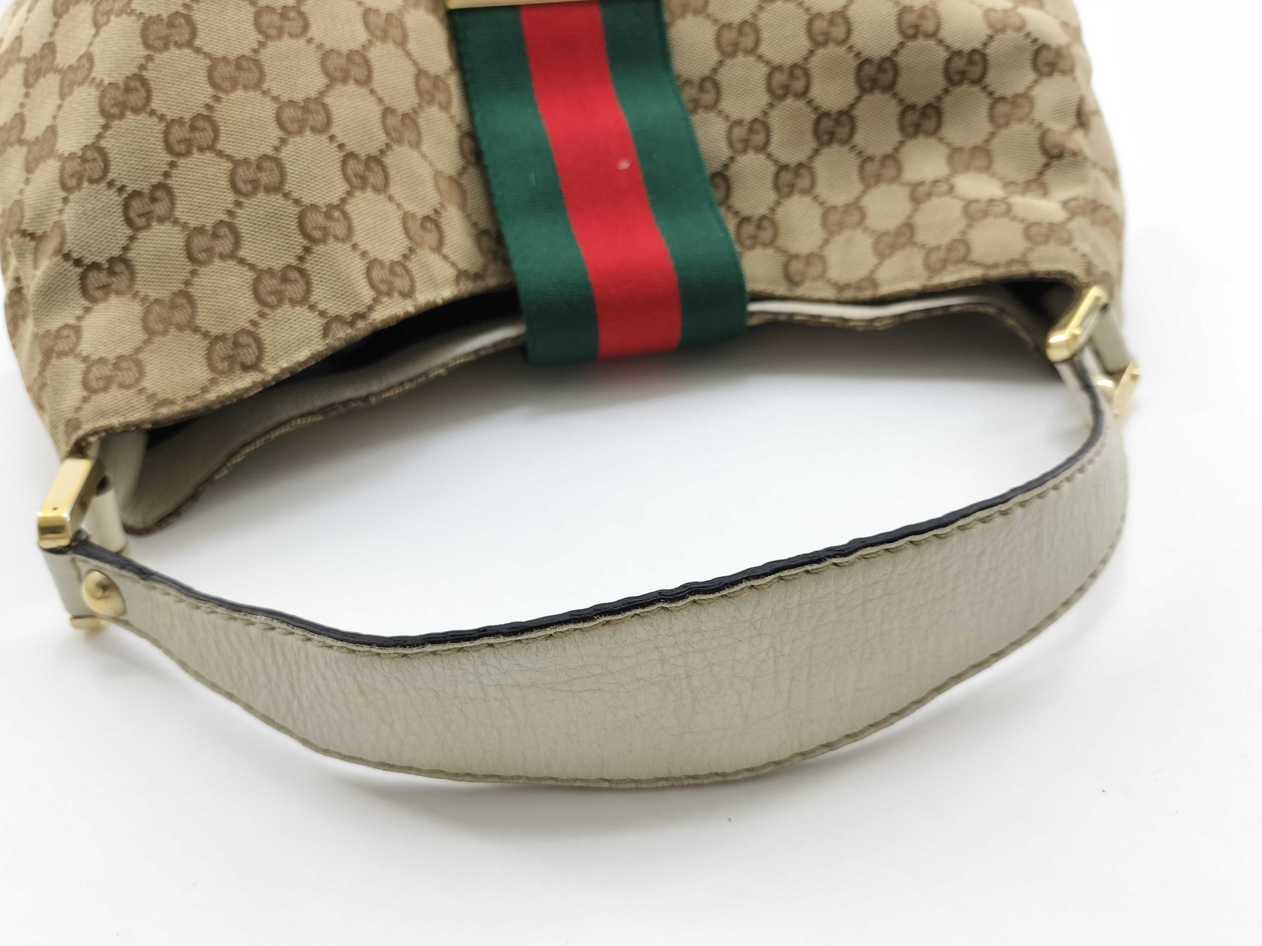 GG Canvas White Canvas GG Monogram Red and Green Buckle Pumpkin Underarm Bag Shoulder Bag — view 7