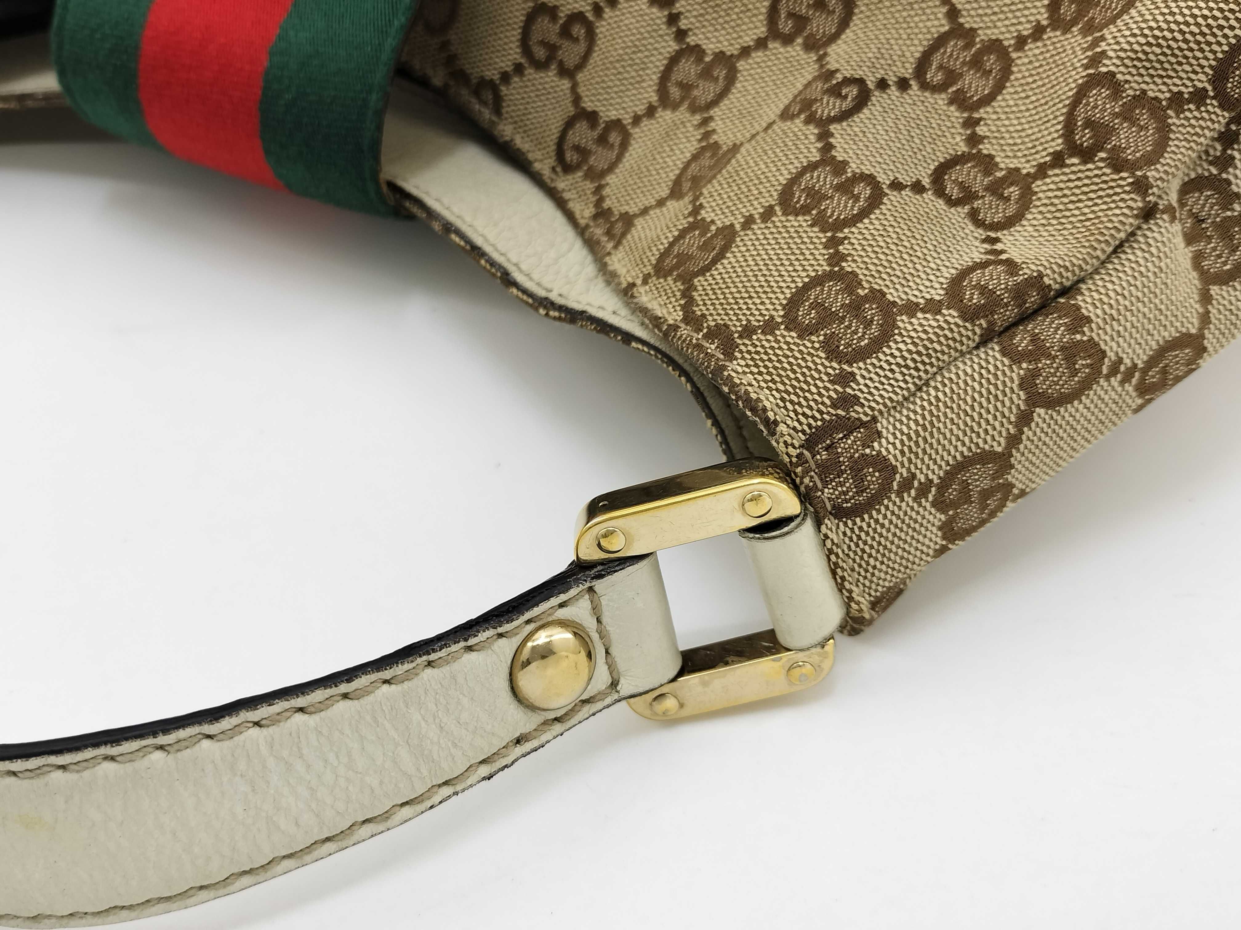 GG Canvas White Canvas GG Monogram Red and Green Buckle Pumpkin Underarm Bag Shoulder Bag — view 8