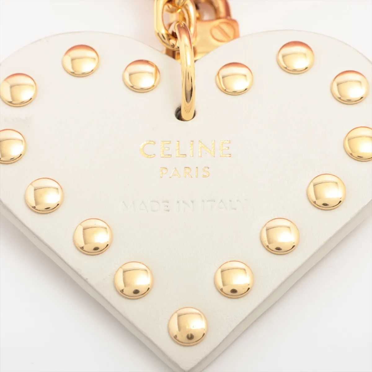 Triomphe charm, leather and fabric, pink and white. Shows — view 3