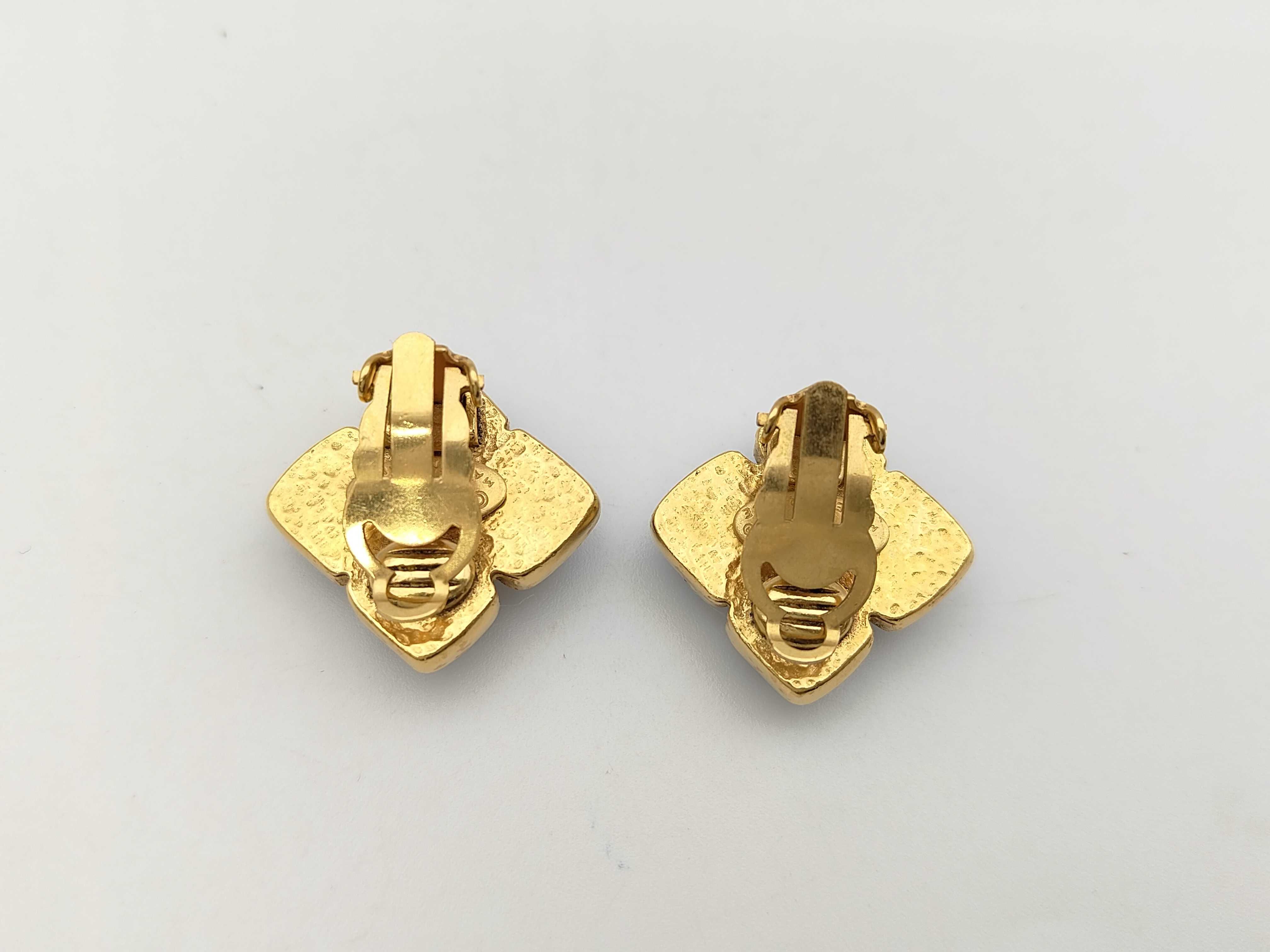 94A Coco Mark Gripoix Four-Leaf Clover Motif Earrings — view 2