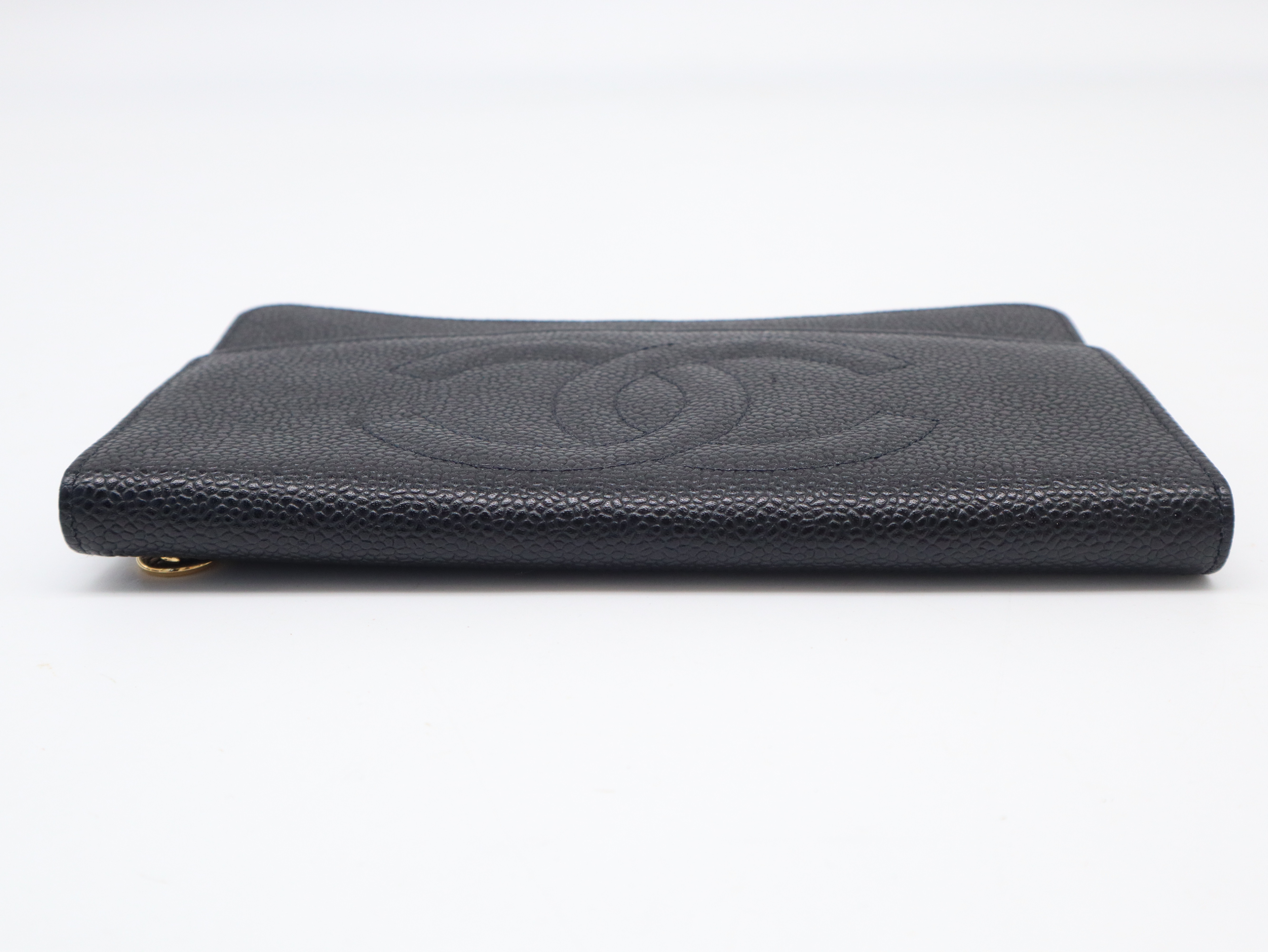 Caviar Skin Coco Mark Long Wallet, Black, with Seal and Card Holder, 4811504, with Box. — view 3