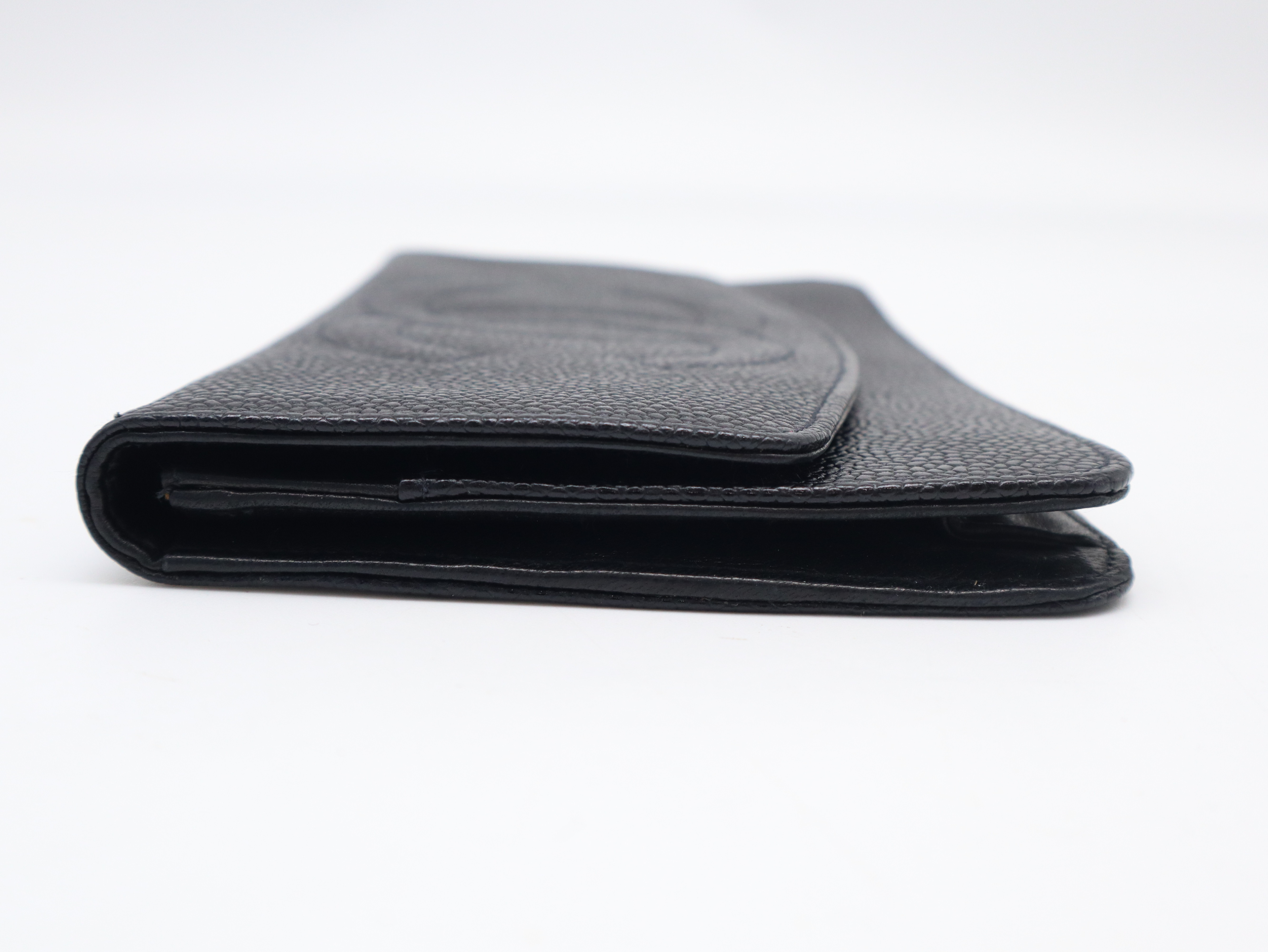 Caviar Skin Coco Mark Long Wallet, Black, with Seal and Card Holder, 4811504, with Box. — view 5