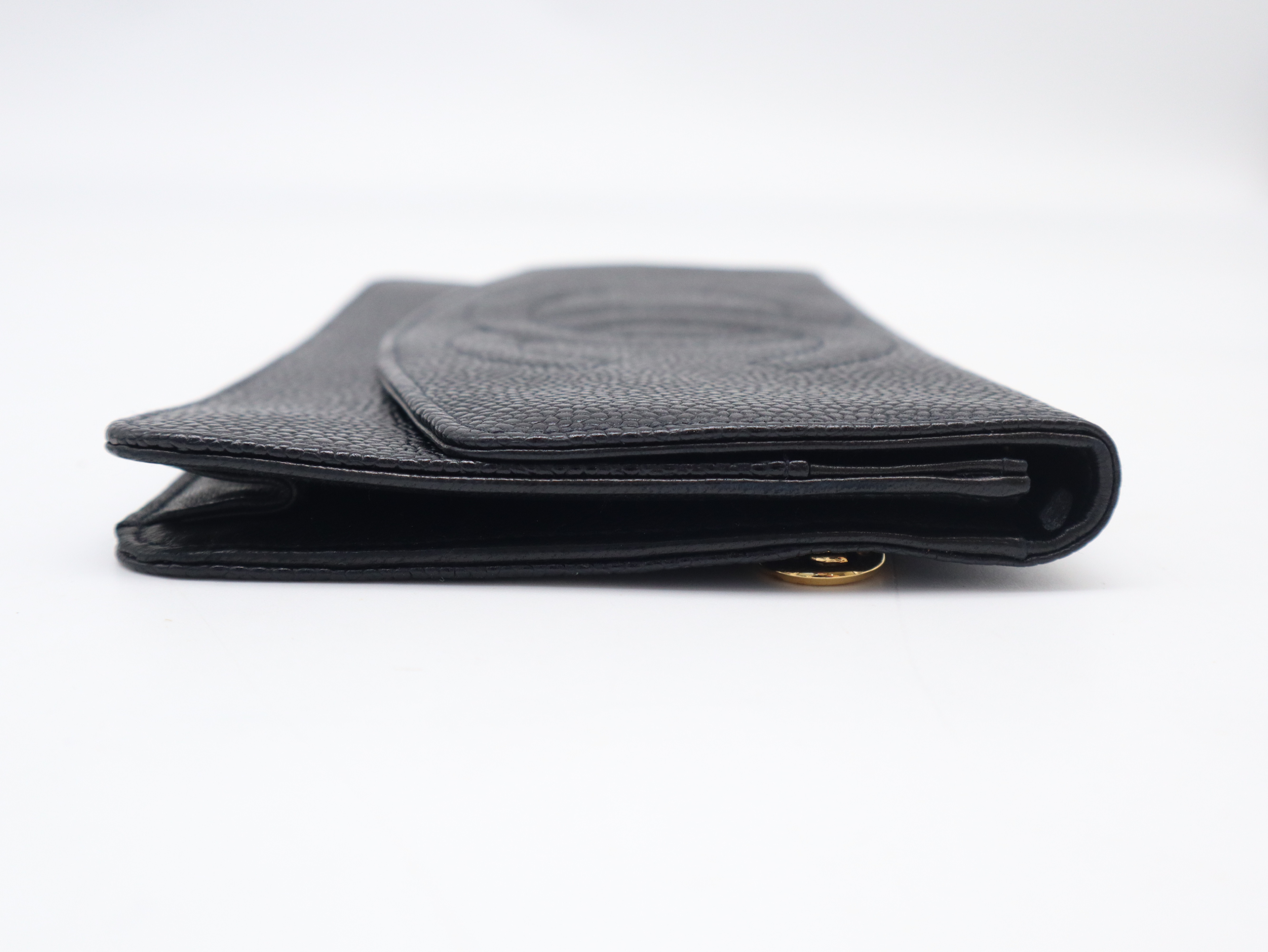 Caviar Skin Coco Mark Long Wallet, Black, with Seal and Card Holder, 4811504, with Box. — view 6