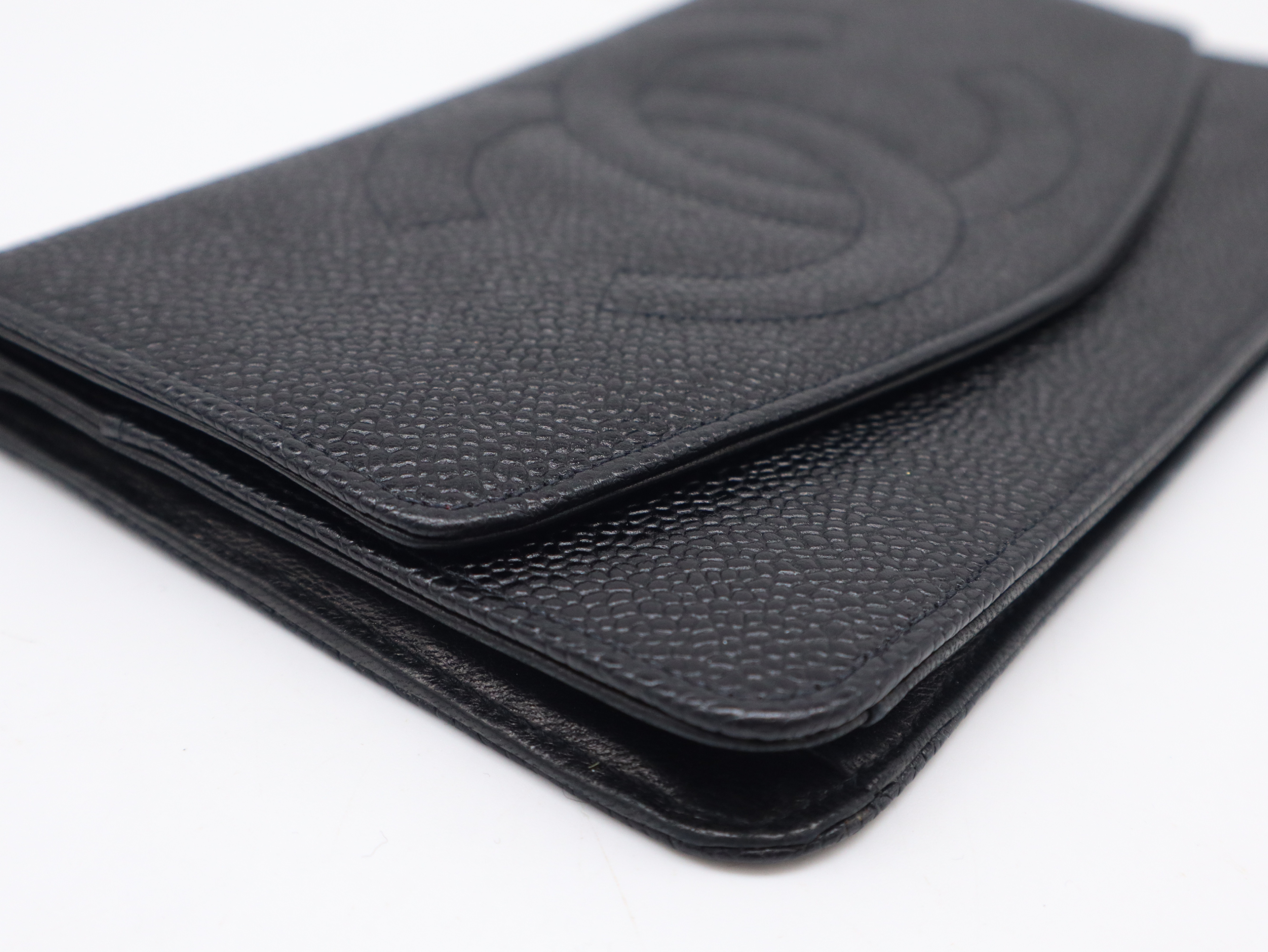 Caviar Skin Coco Mark Long Wallet, Black, with Seal and Card Holder, 4811504, with Box. — view 7