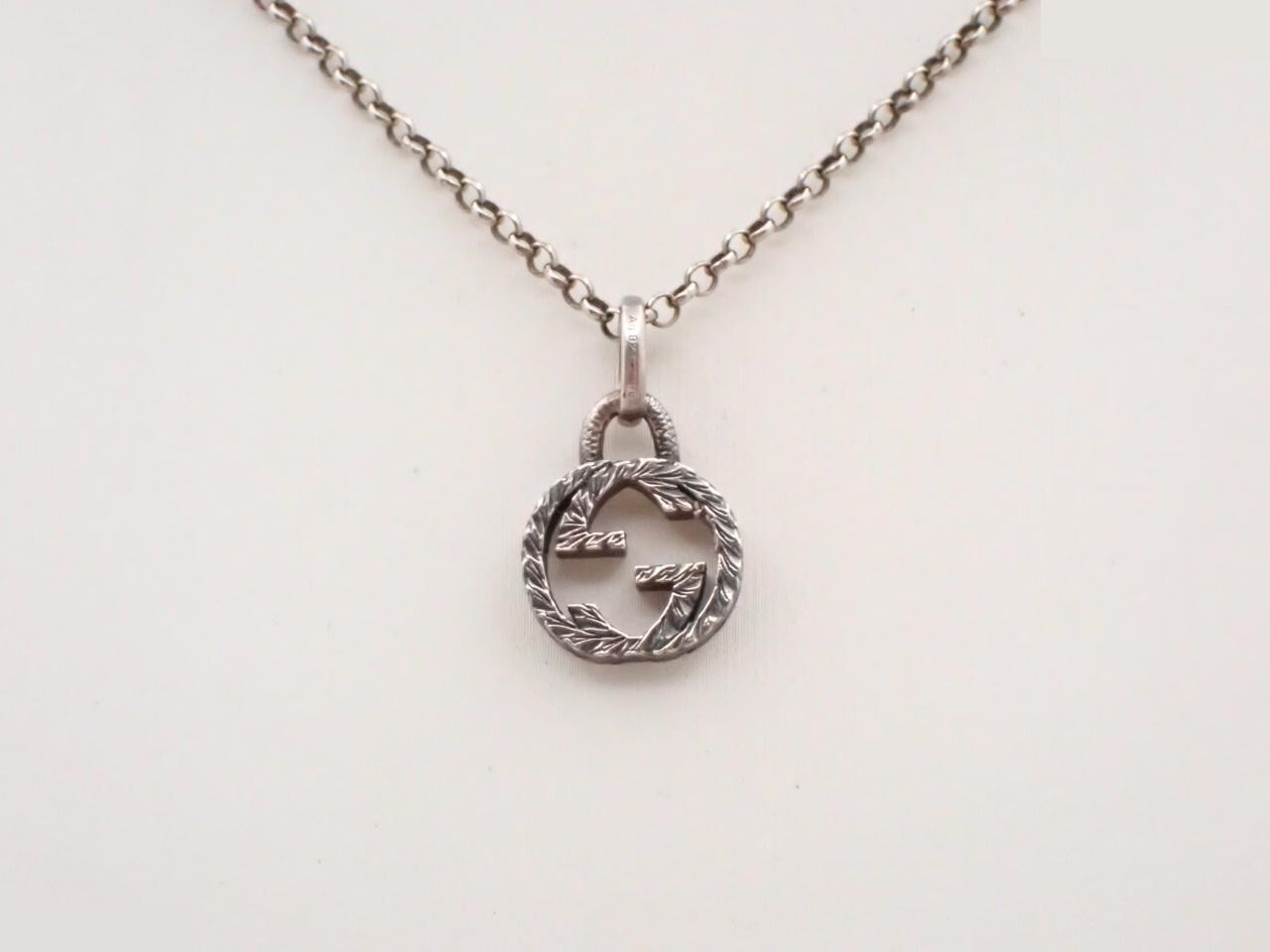 Interlocking G Arabesque Sterling Silver 925 Necklace / 7.2g - Gucci