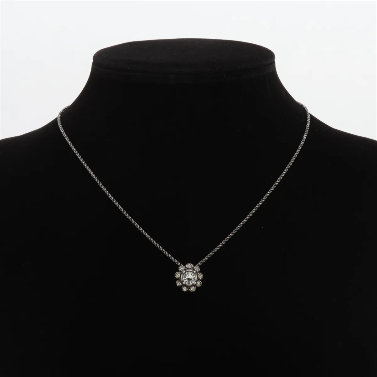 necklace, gold plated with rhinestones, silver. Shows signs of wear, — view 5