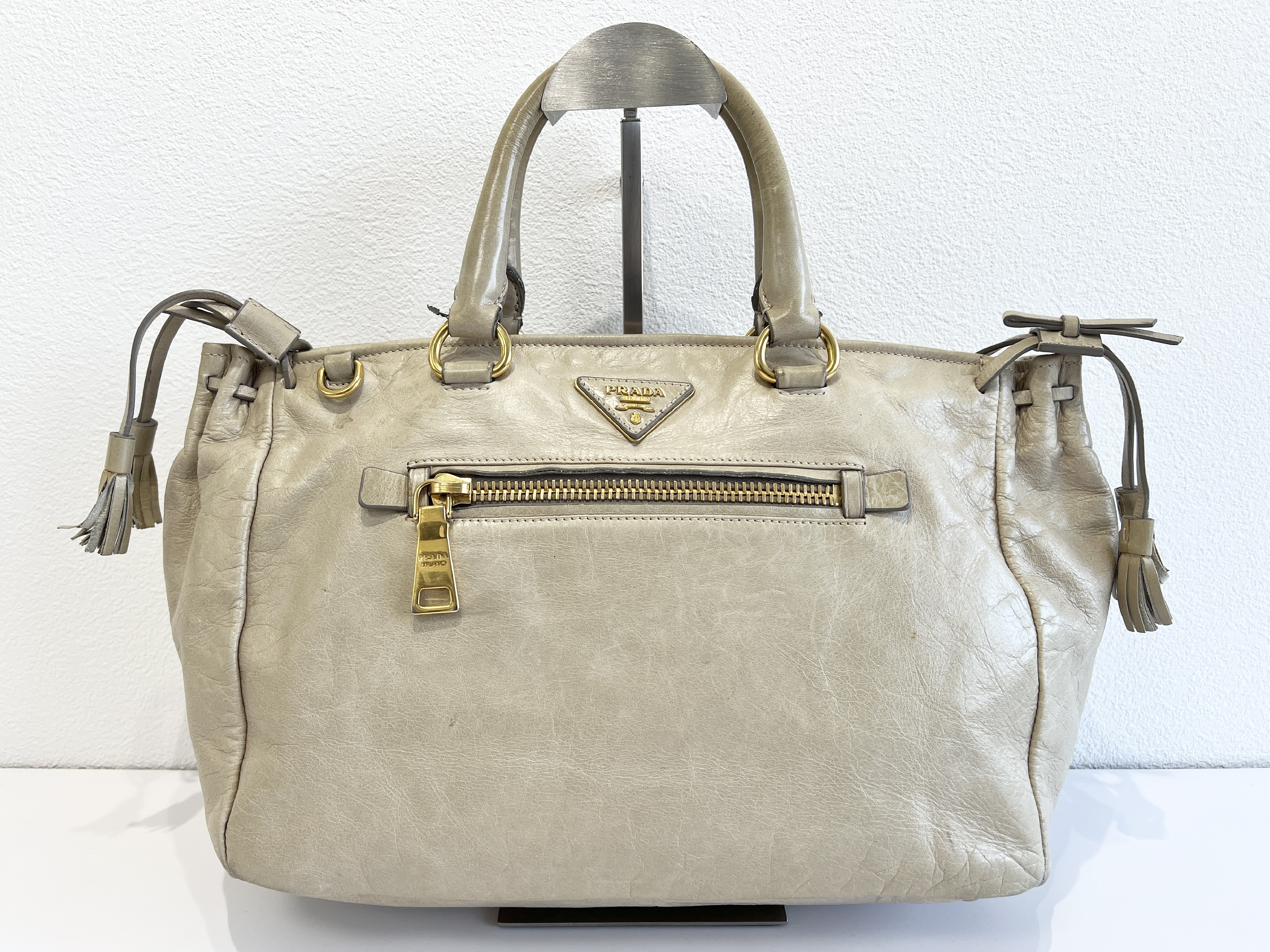 triangle logo fringe tassel leather 2way shoulder bag handbag shoulder bag — view 2