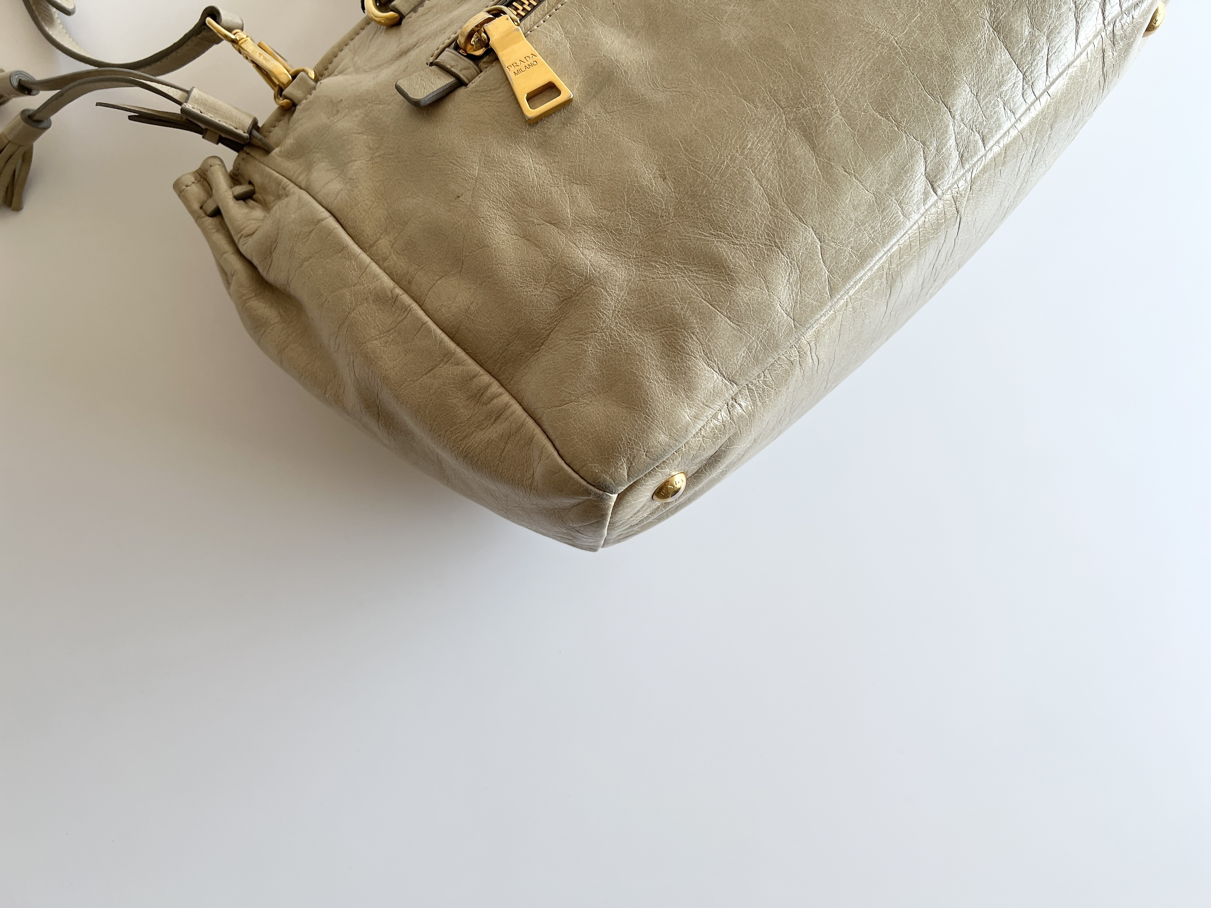 triangle logo fringe tassel leather 2way shoulder bag handbag shoulder bag — view 13