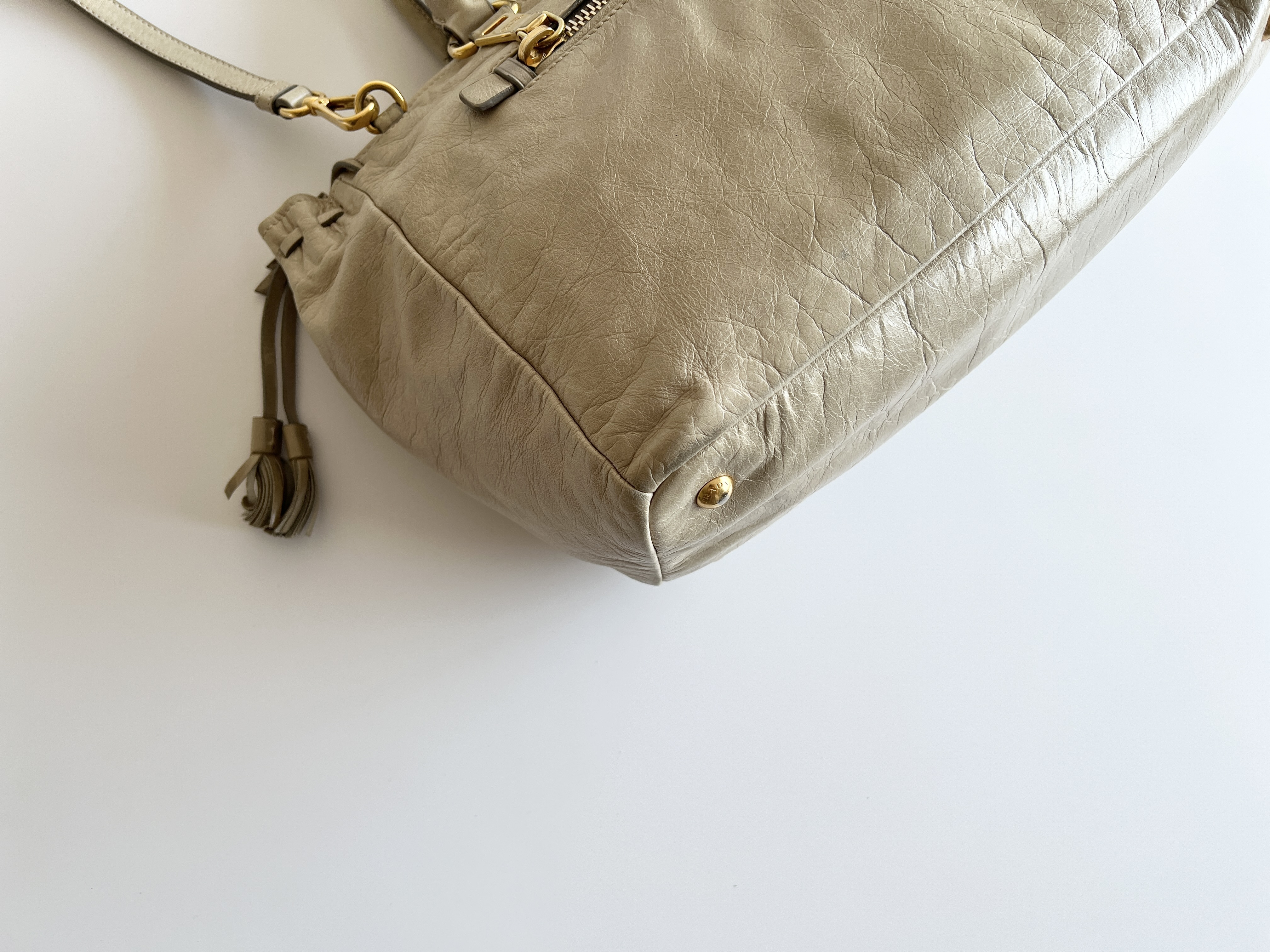 triangle logo fringe tassel leather 2way shoulder bag handbag shoulder bag — view 15