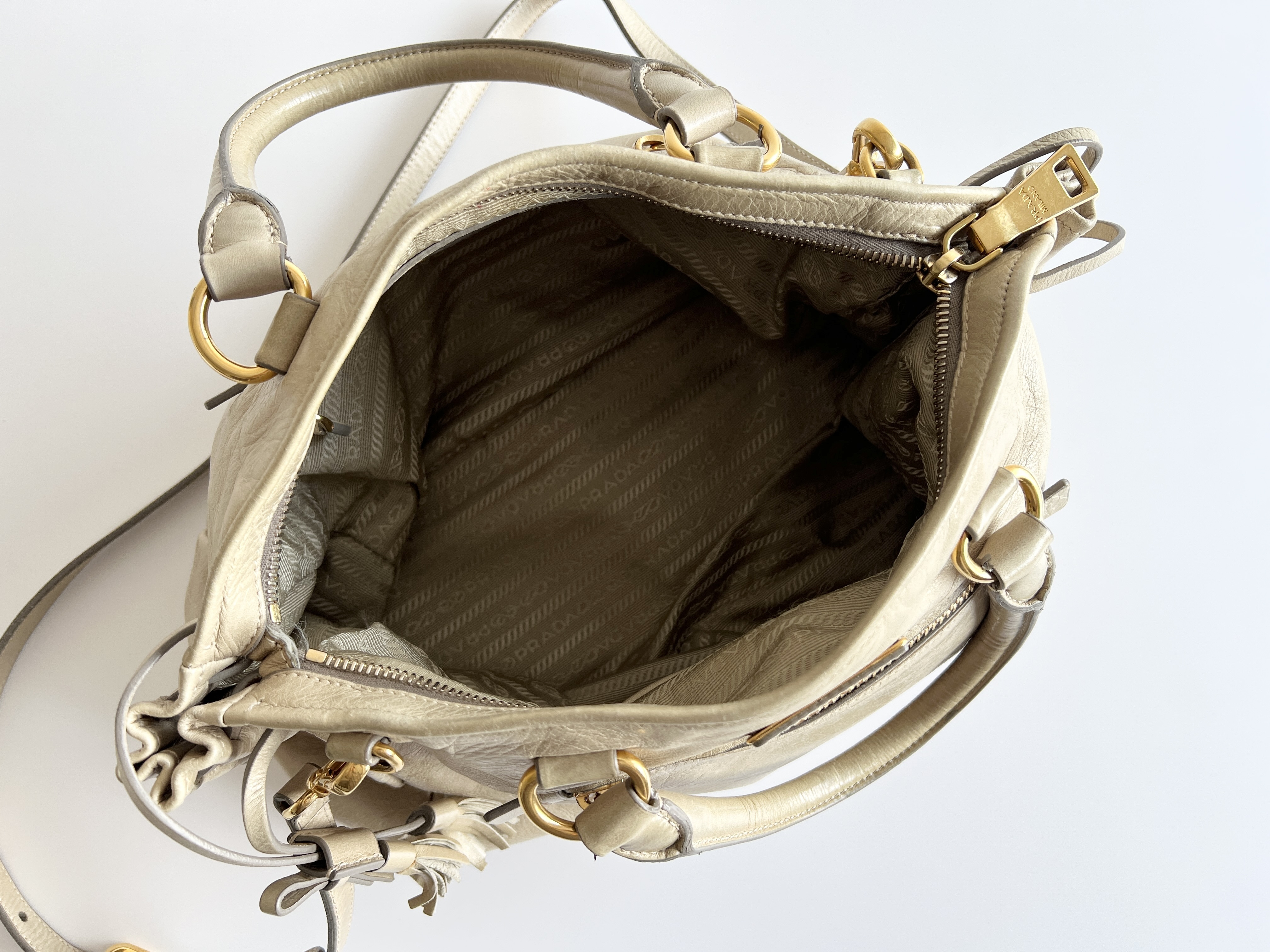 triangle logo fringe tassel leather 2way shoulder bag handbag shoulder bag — view 6