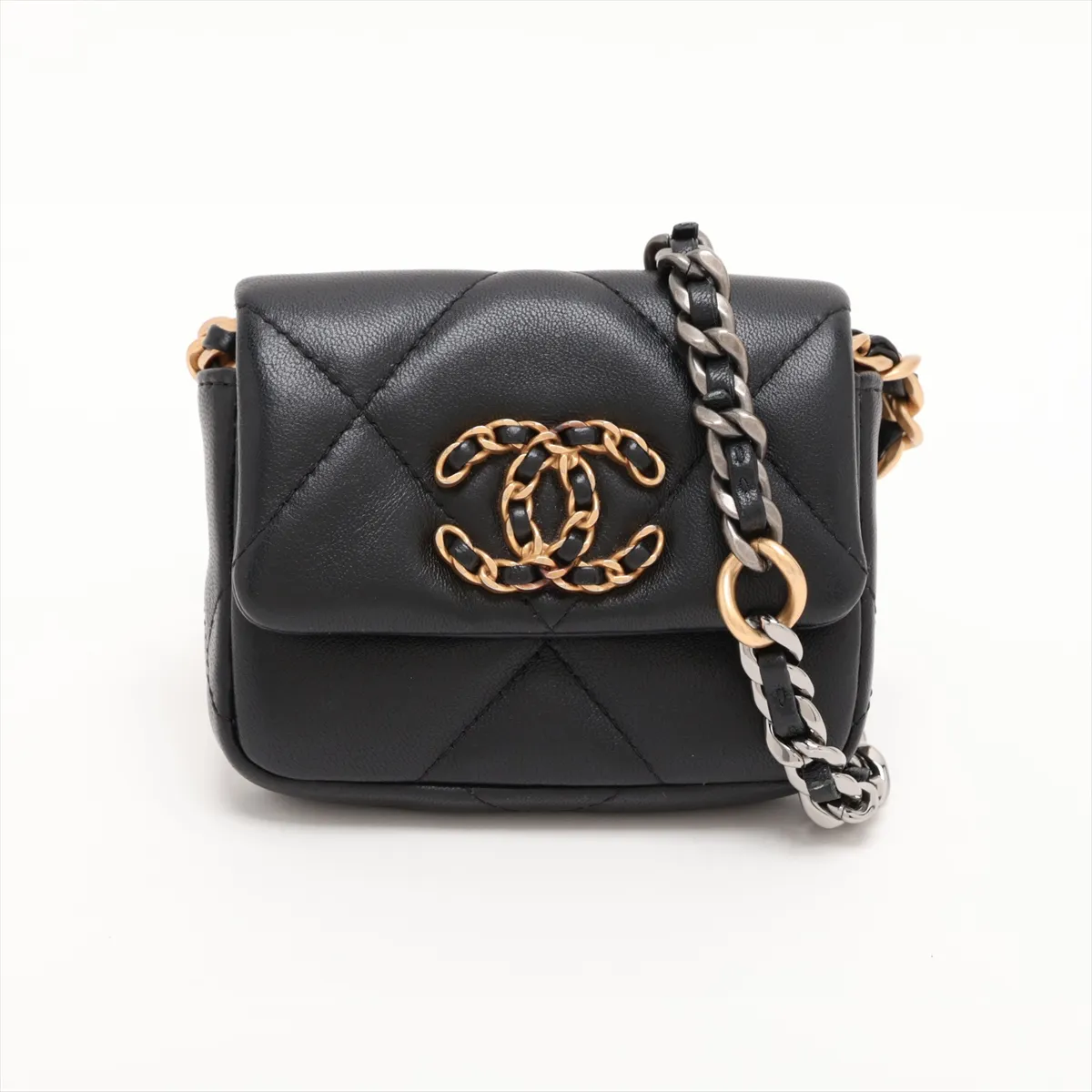 Matelassé Lambskin Waist Pouch, Black with Gold and Silver Hardware, Item Number 31717669 (Serial Number 31)