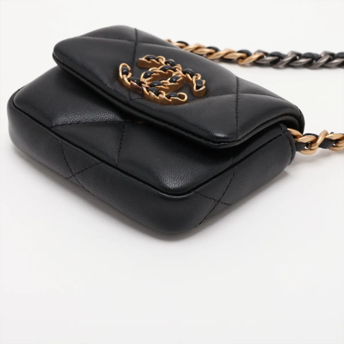 Matelassé Lambskin Waist Pouch, Black with Gold and Silver Hardware, Item Number 31717669 (Serial Number 31) — view 3